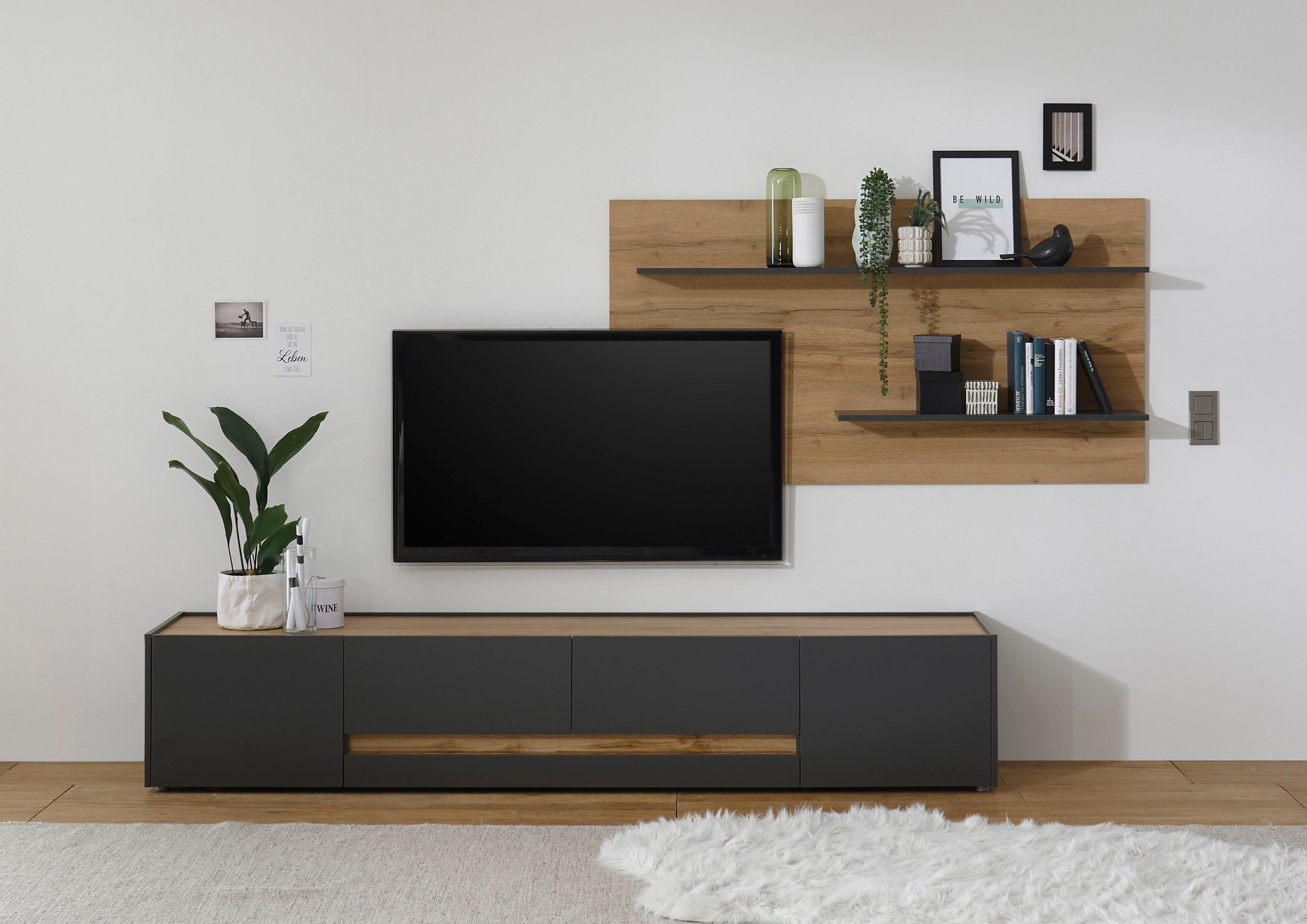INOSIGN Wandmeubel City/Giron Breedte ca. 300 cm (set, 2-delig) tv-wandmeubels grijs