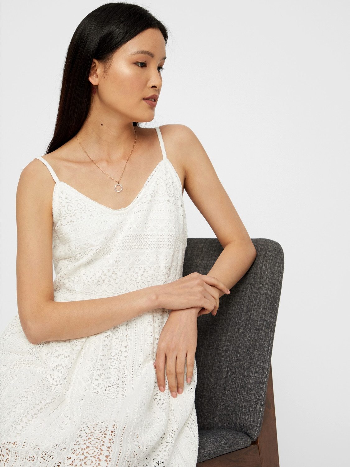 Vero Moda Jurk met bandjes VMHONEY LACE PLEATED SINGLET DRESS WVN