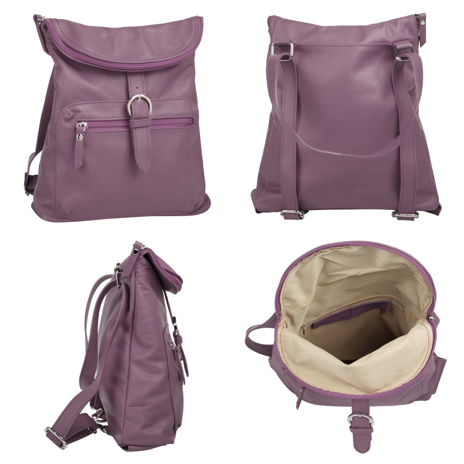 Forty Degrees Rugzak echt leer, made in italy