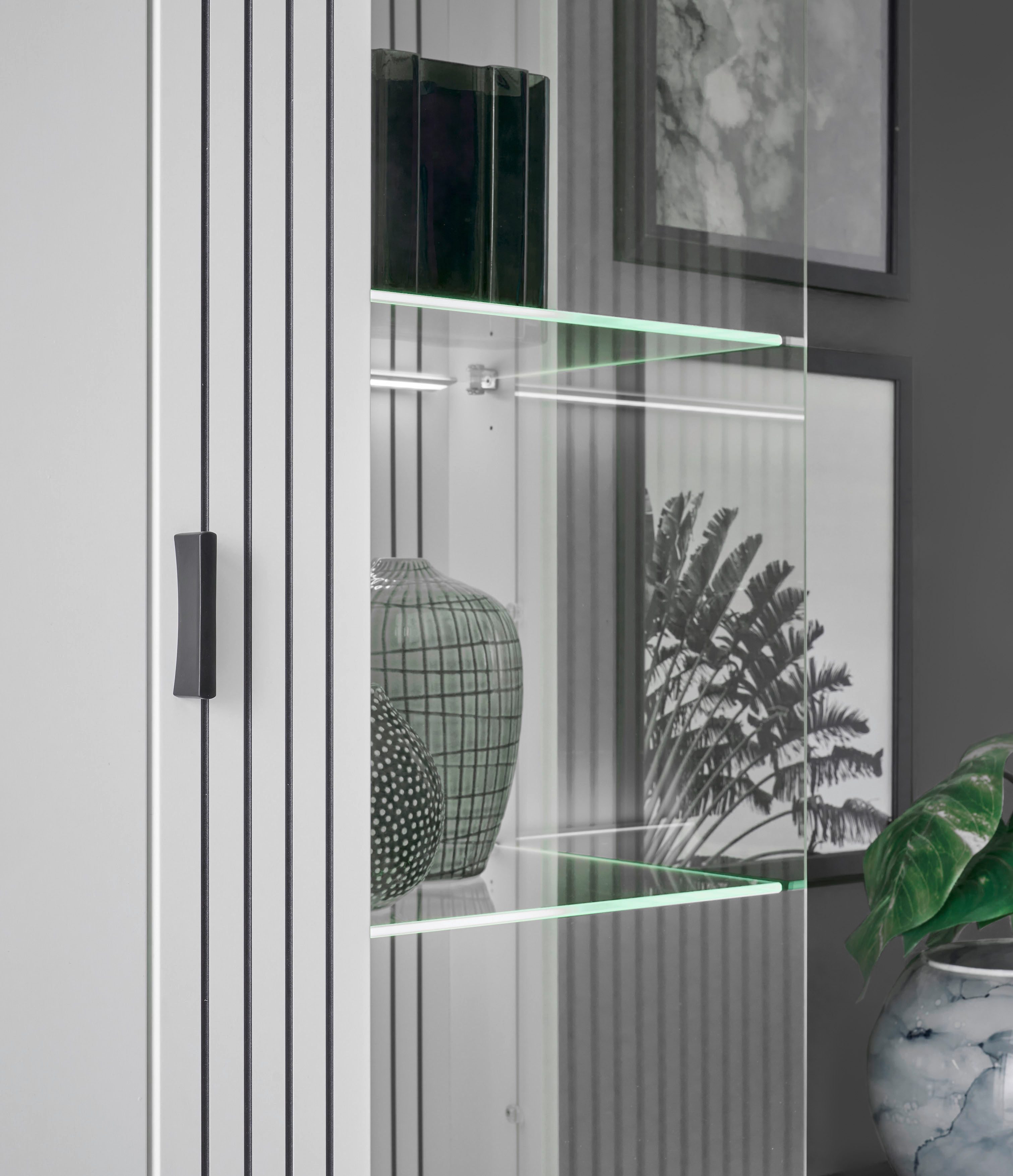 INOSIGN Wandmeubel Hudson met moderne groevenlook, handgrepen van metaal (zwart), breedte 320 cm (set, 4-delig)