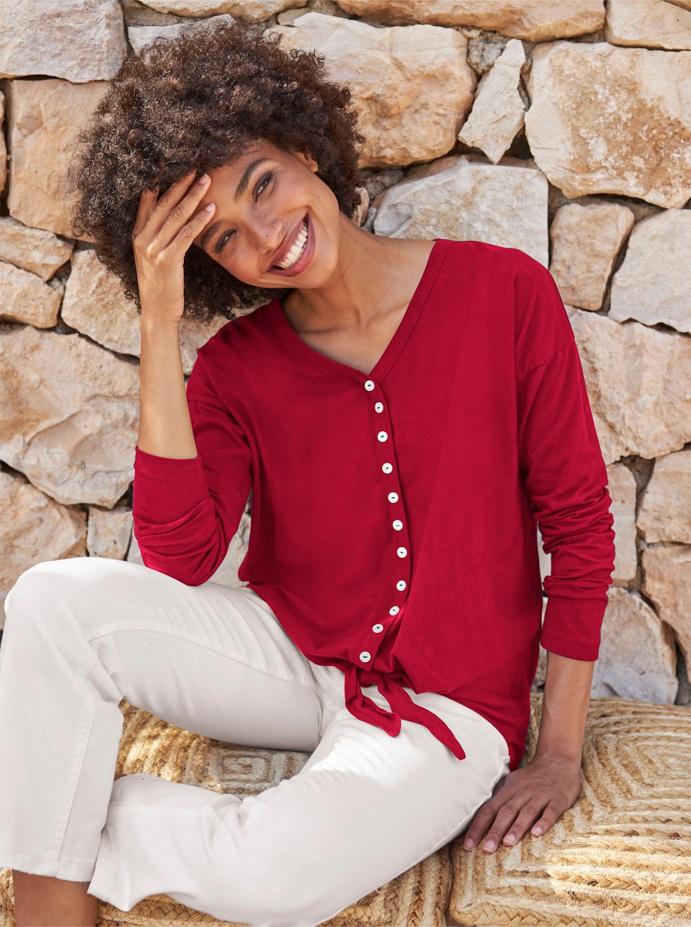 heine Shirt met lange mouwen Shirt (1-delig) dames longsleeves maat 40 rood