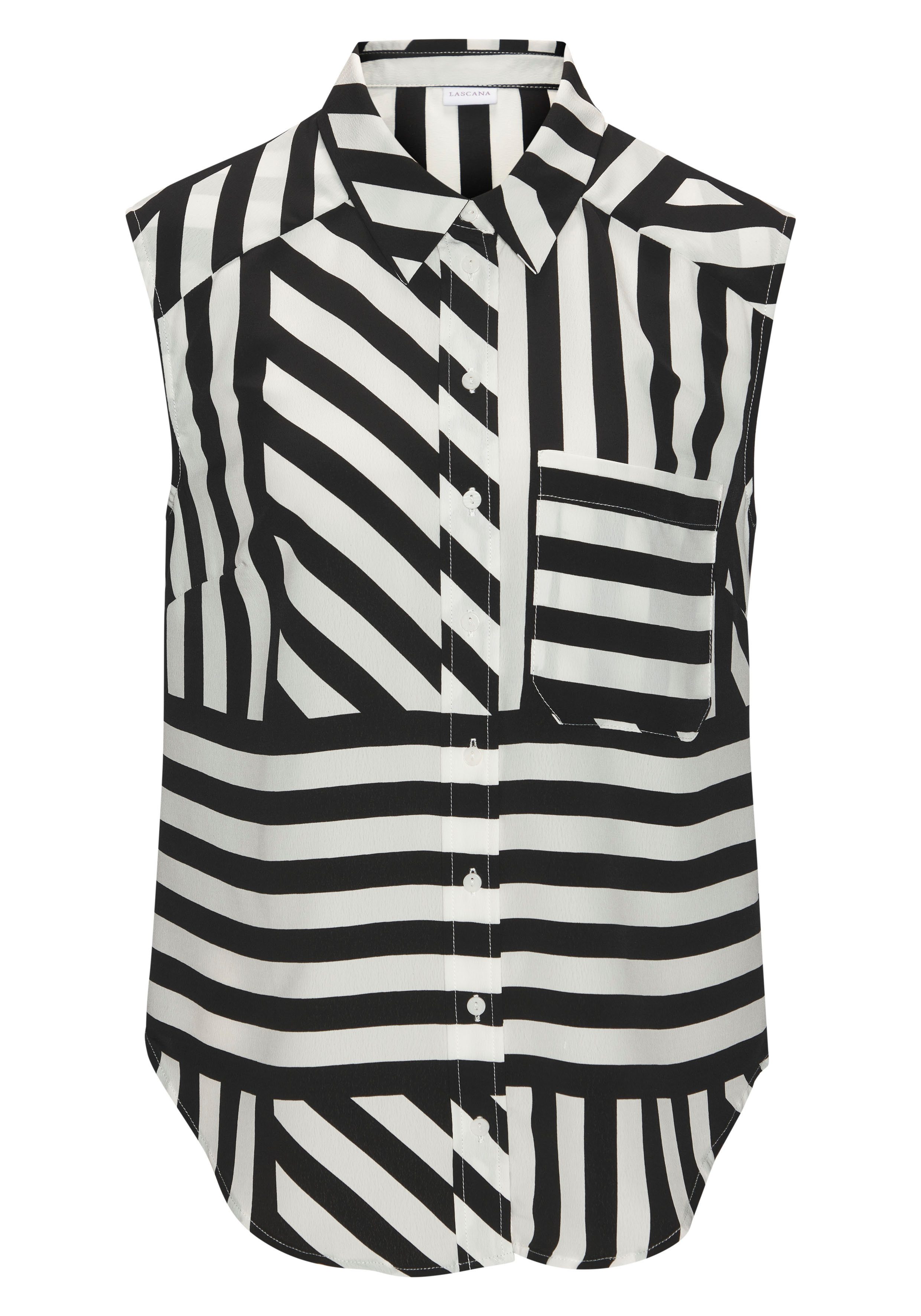 Lascana Top met knoopsluiting, streep patroon, damesblouse met blazerkraag