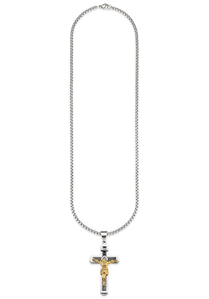Bruno Banani Ketting met hanger Sieraad cadeau halsketting kruis Venetiaanse ketting gravure INRI
