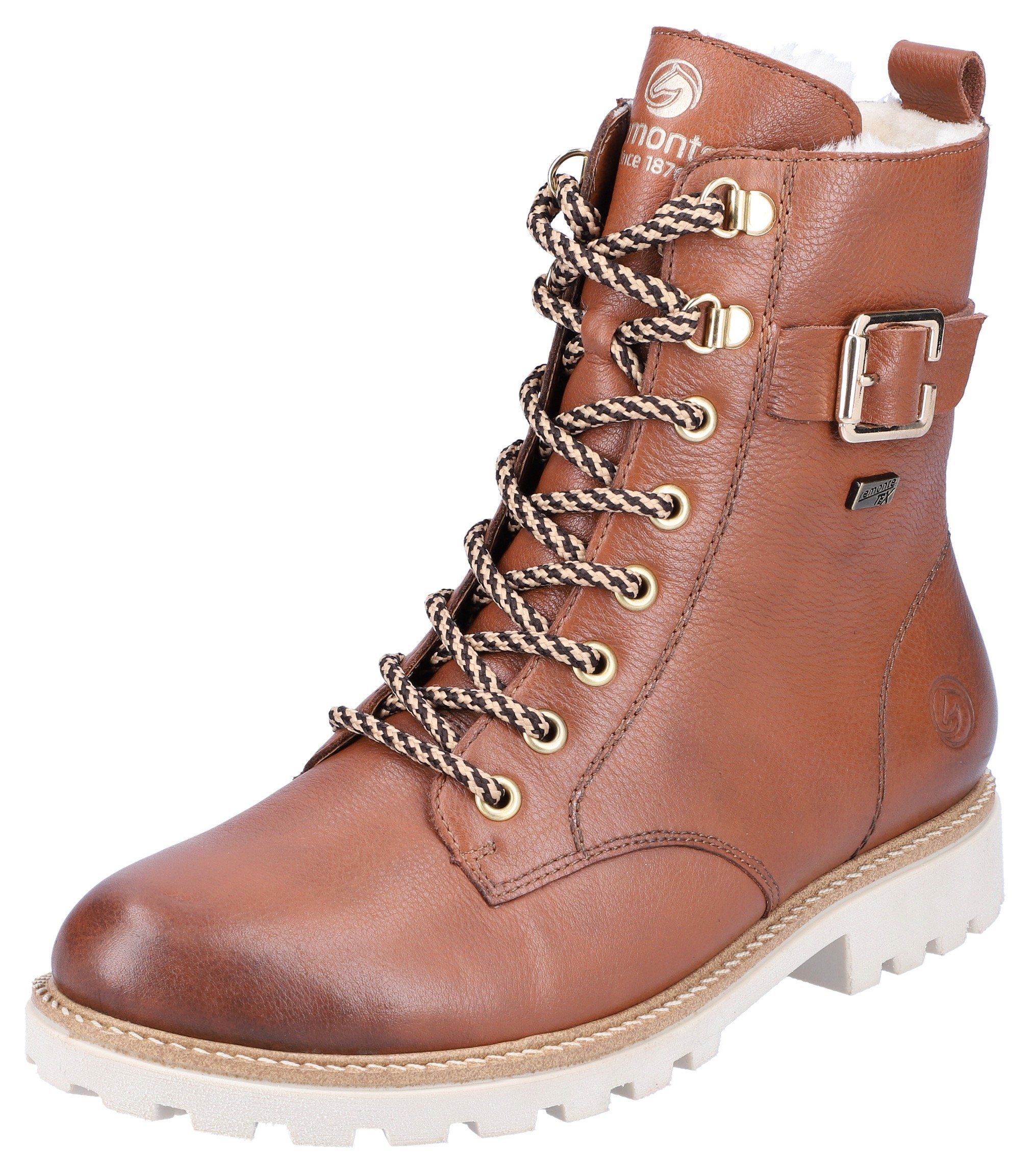 Remonte Winterlaarzen , blokhak, veterschoenen, outdoorschoen met decoratieve gesp