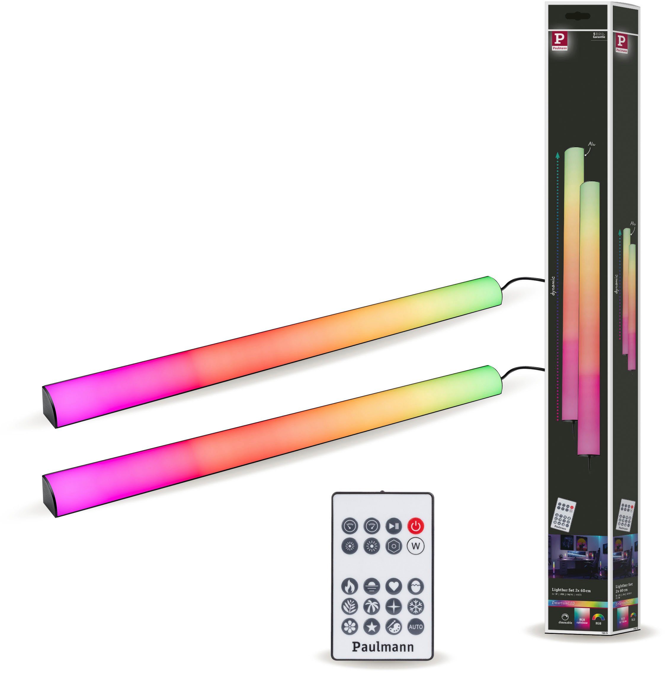 Paulmann Led-strepen EntertainLED Lightbar Dynamic Rainbow RGB 30x30mm 2x1W 2x48lm (1 stuk) led lichtsnoeren zwart