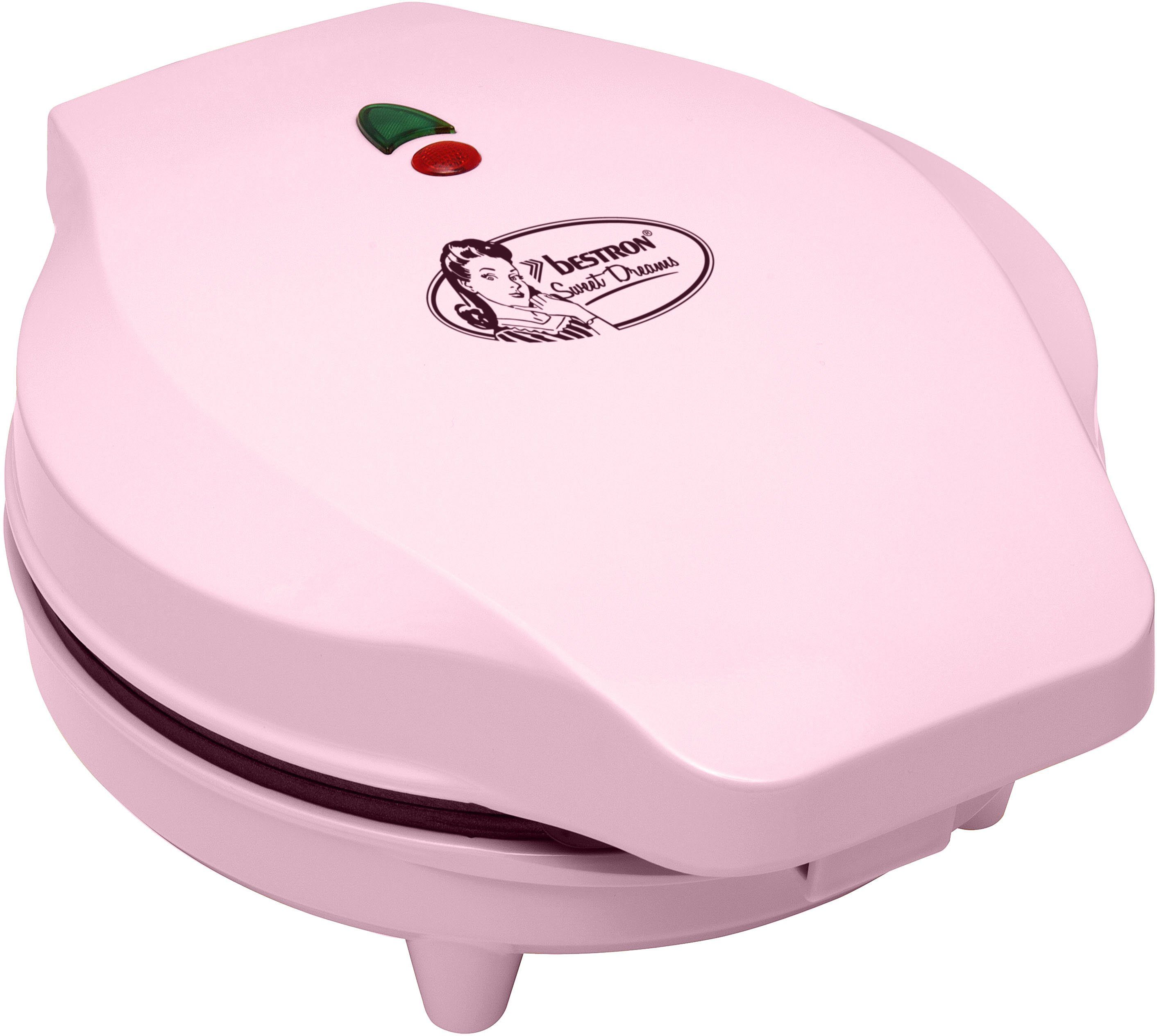 bestron Wafelijzer ASW217 voor klassieke hartvormige wafels, met antiaanbaklaag, retrodesign