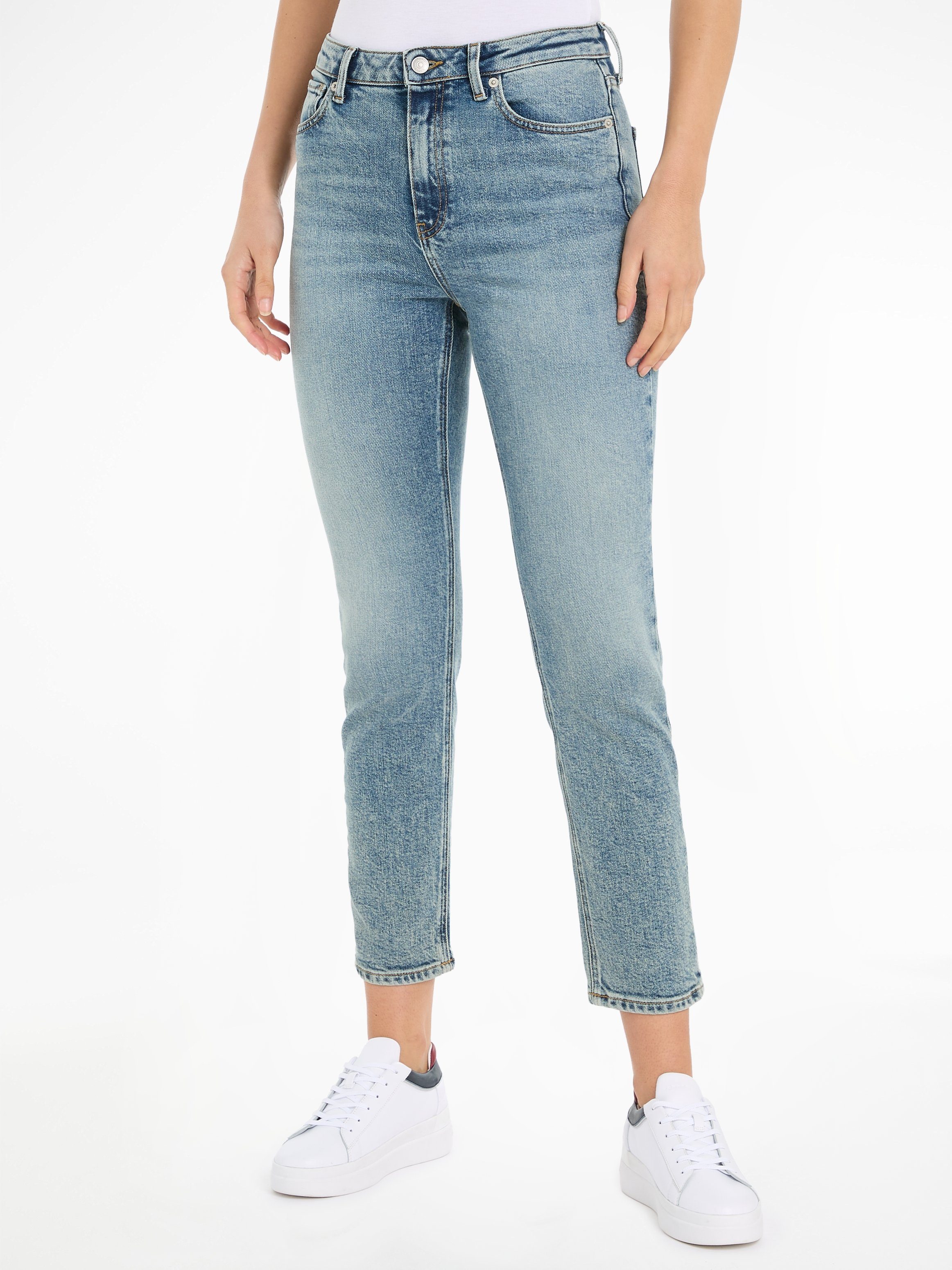 Tommy Hilfiger Slim fit jeans met logo patch dames slim fit jeans maat 25 blauw