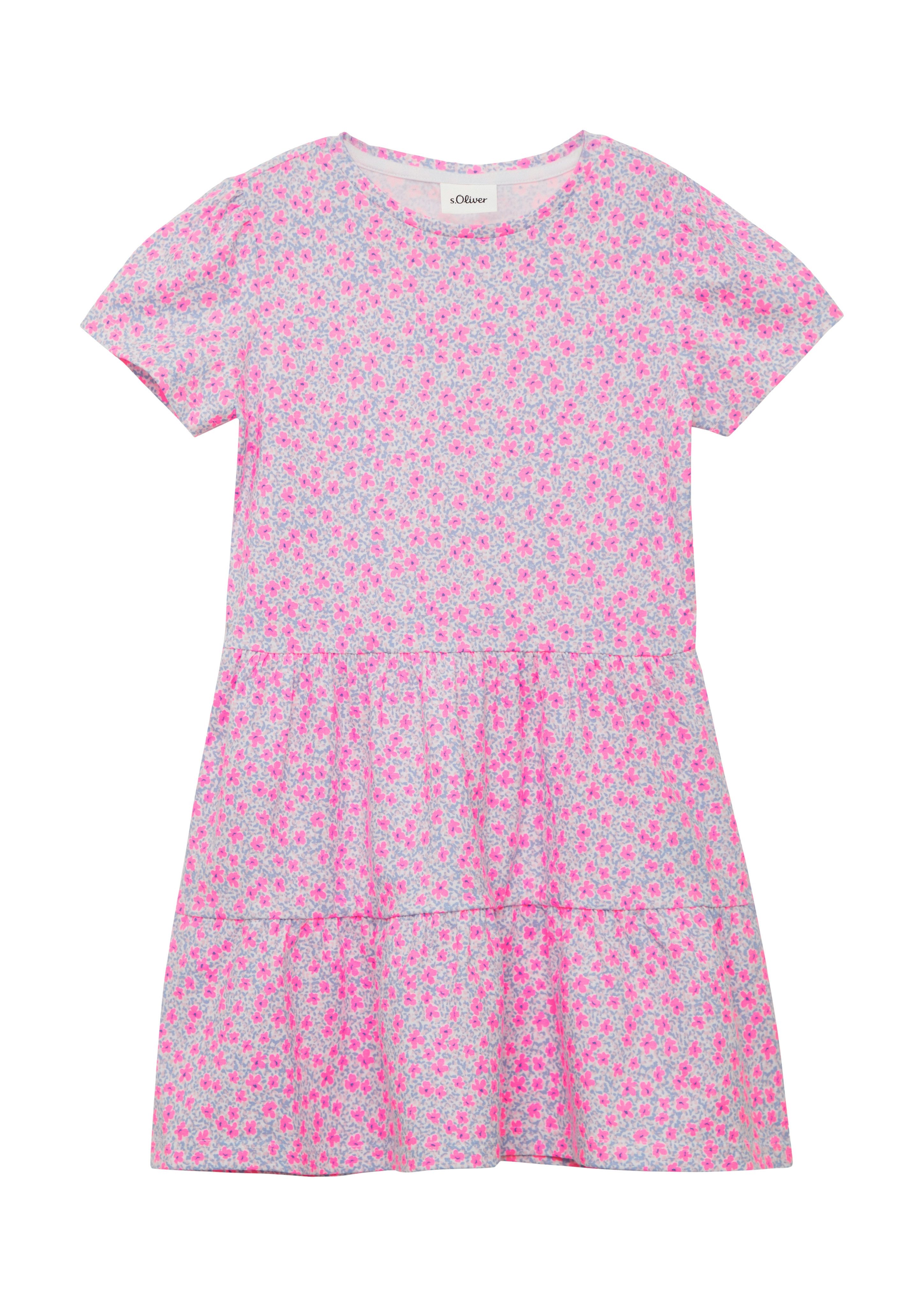 s.Oliver RED LABEL Junior Jurk in a-lijn met print all-over meisjes zomerjurken maat 122 blauw