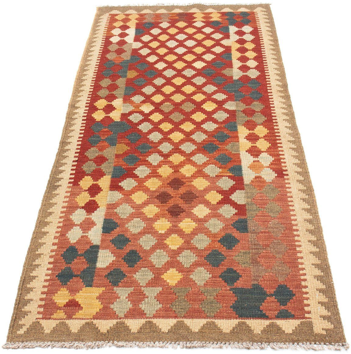 morgenland Loper Kelim medaillon rosso chiaro 198 x 74 cm Oriëntaalse look