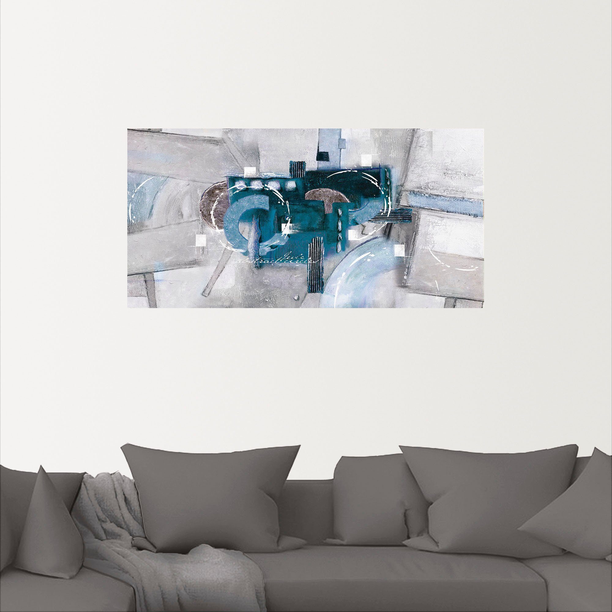 Artland Artprint Abstracte blauwe rondjes als artprint van aluminium, artprint voor buiten, artprint op linnen, poster, muursticker