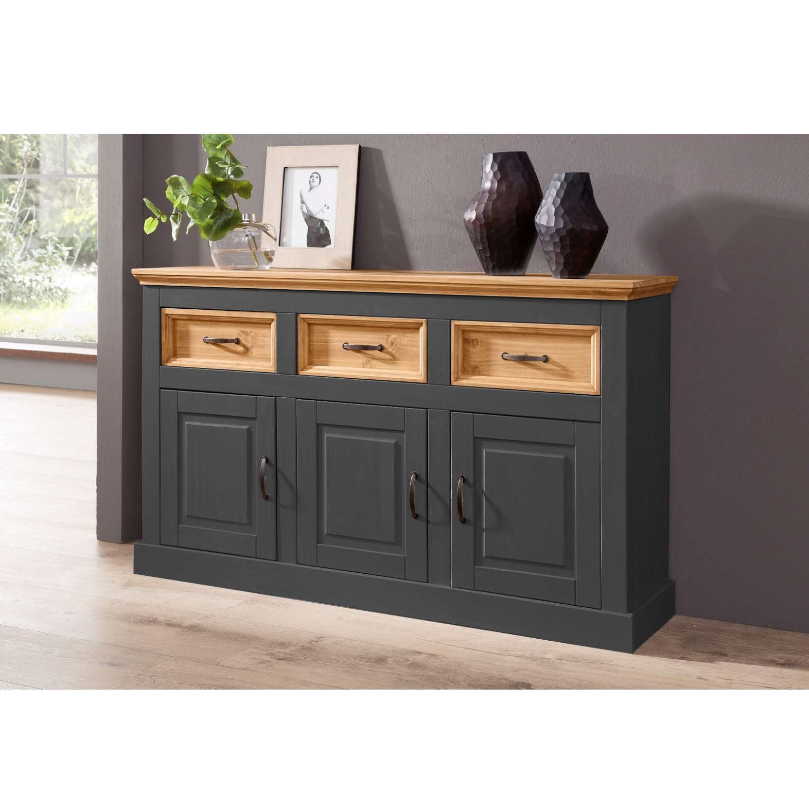 Home affaire Dressoir Selma Commode van massief grenenhout, breedte 145 cm