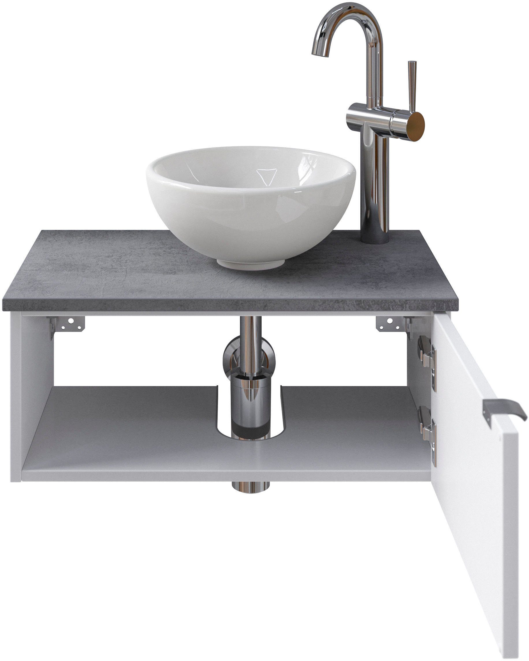 Saphir Wastafelonderkast Serie 6915 wastafel met onderkast voor gastenbadkamer, tweede toilet (3-delig)
