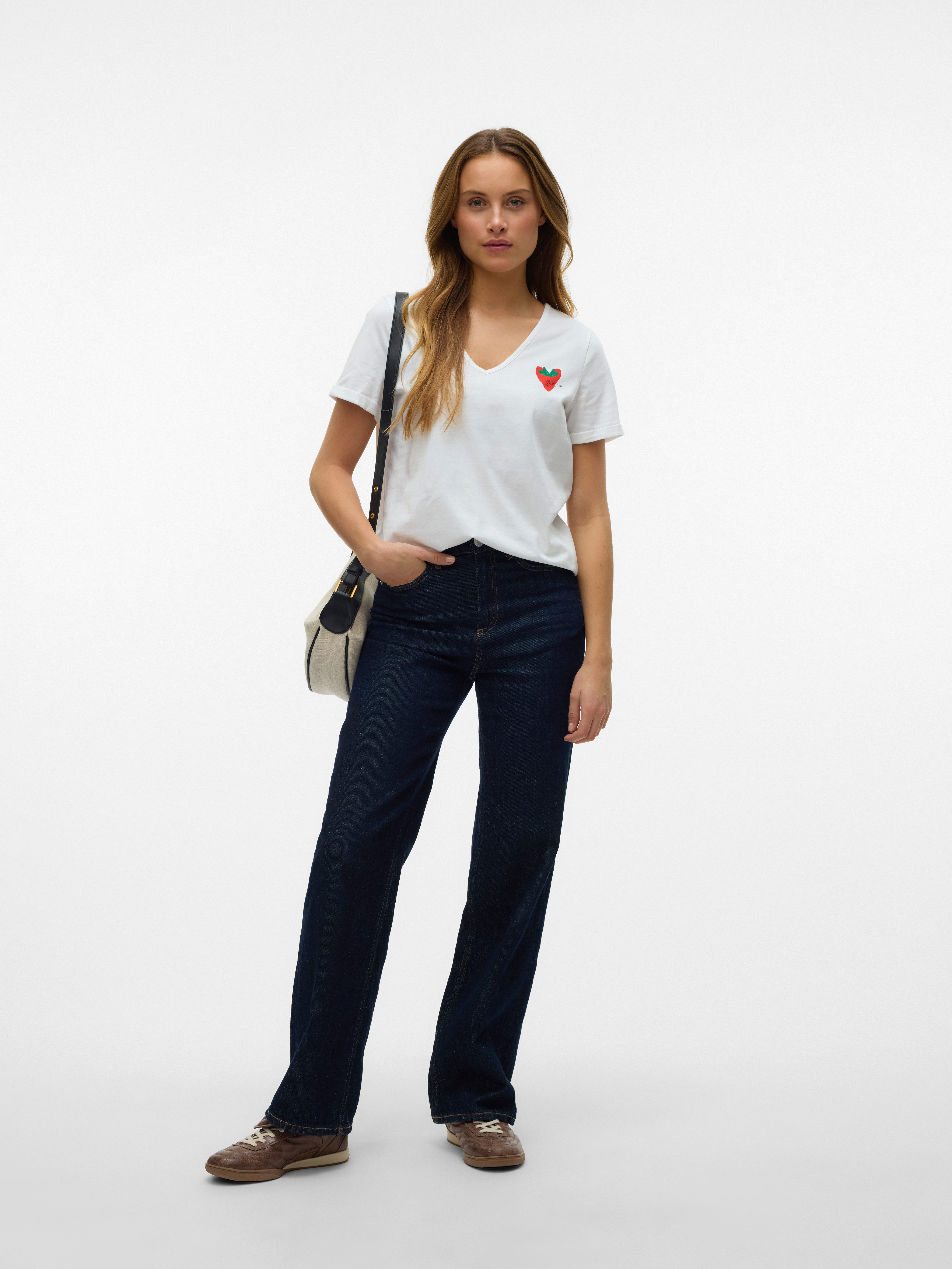 Vero Moda Shirt met korte mouwen VMBITONA S/S V-NECK T-SHIRT JRS BTQ GA