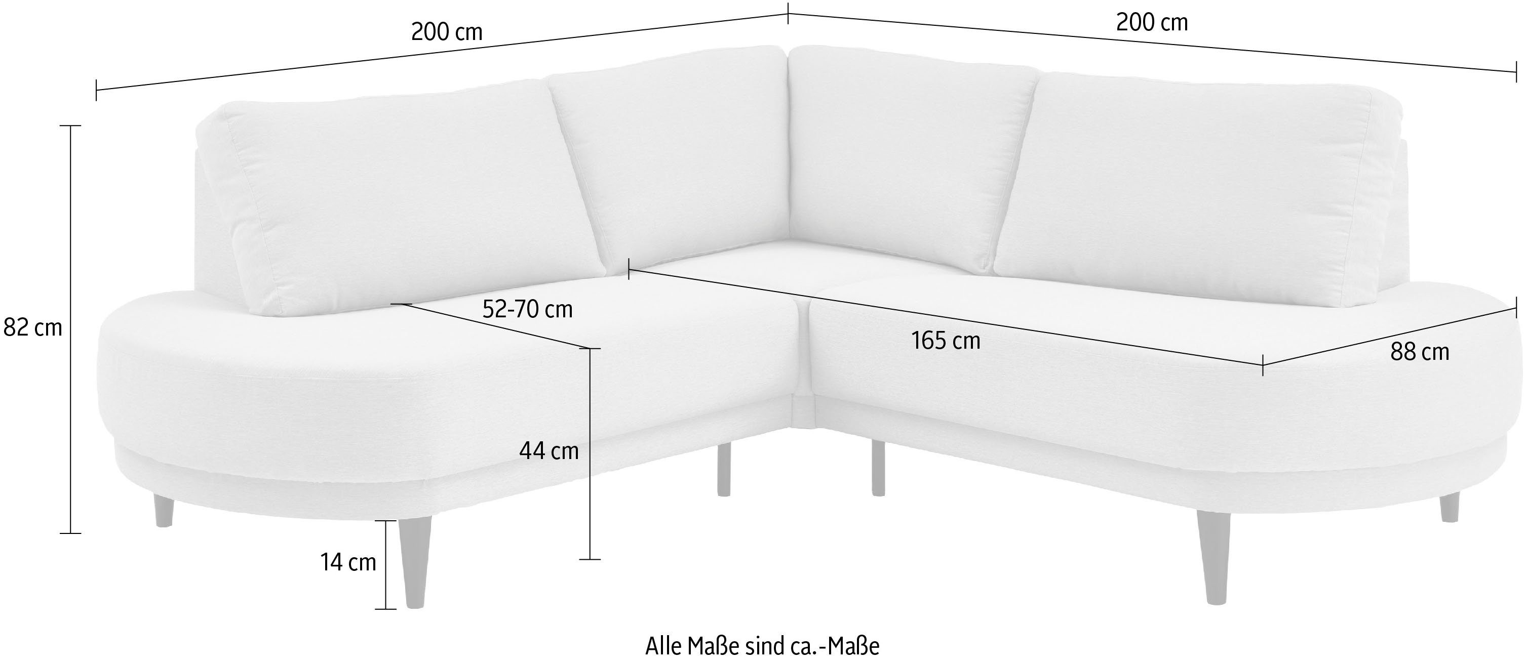 ATLANTIC home collection Hoekbank Ronny L-vorm optioneel in beige, met nosagvering