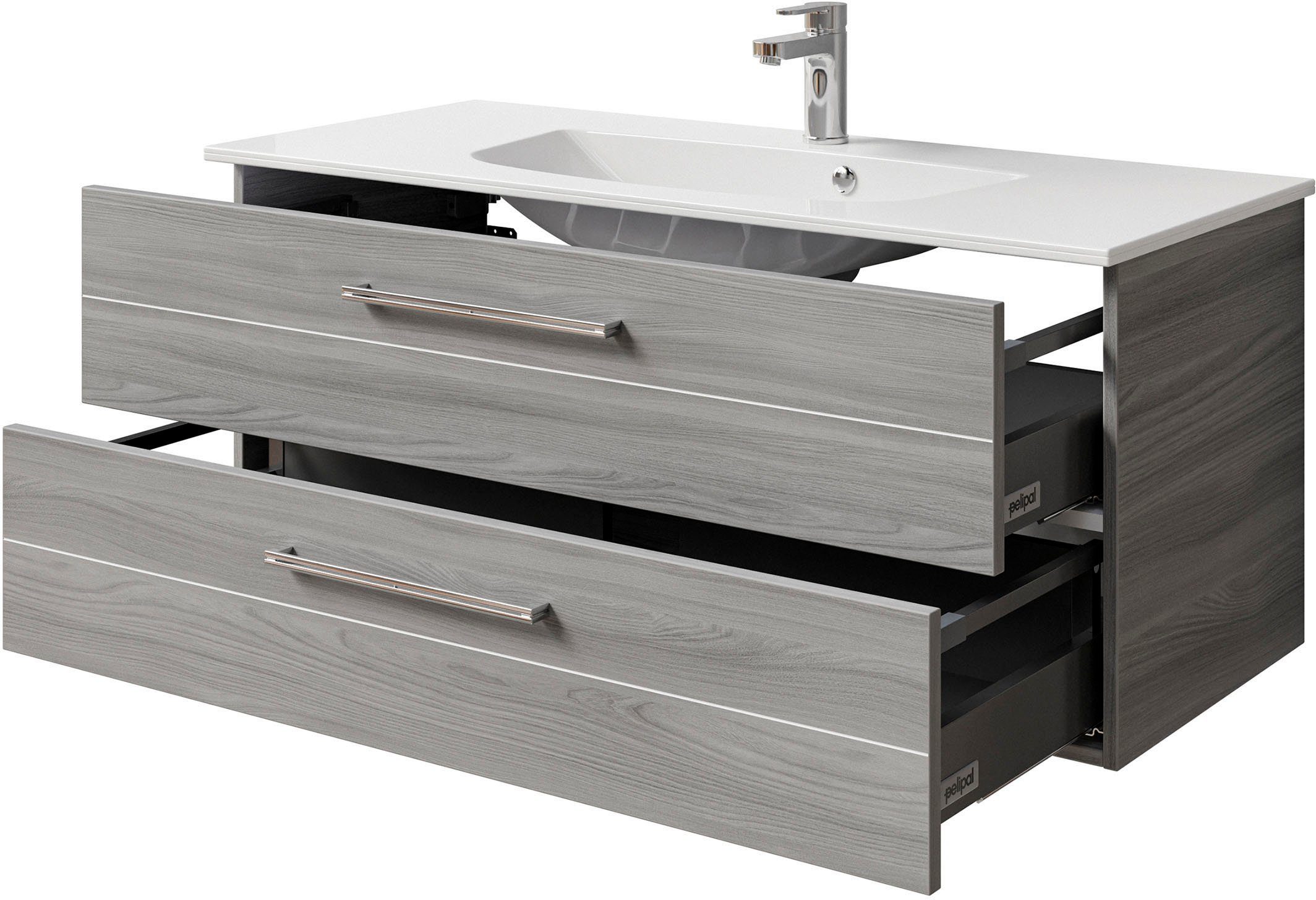 Saphir Wastafelonderkast Serie 6025 mineraalmarmeren wastafel met onderkast, 117 cm breed (2-delig)
