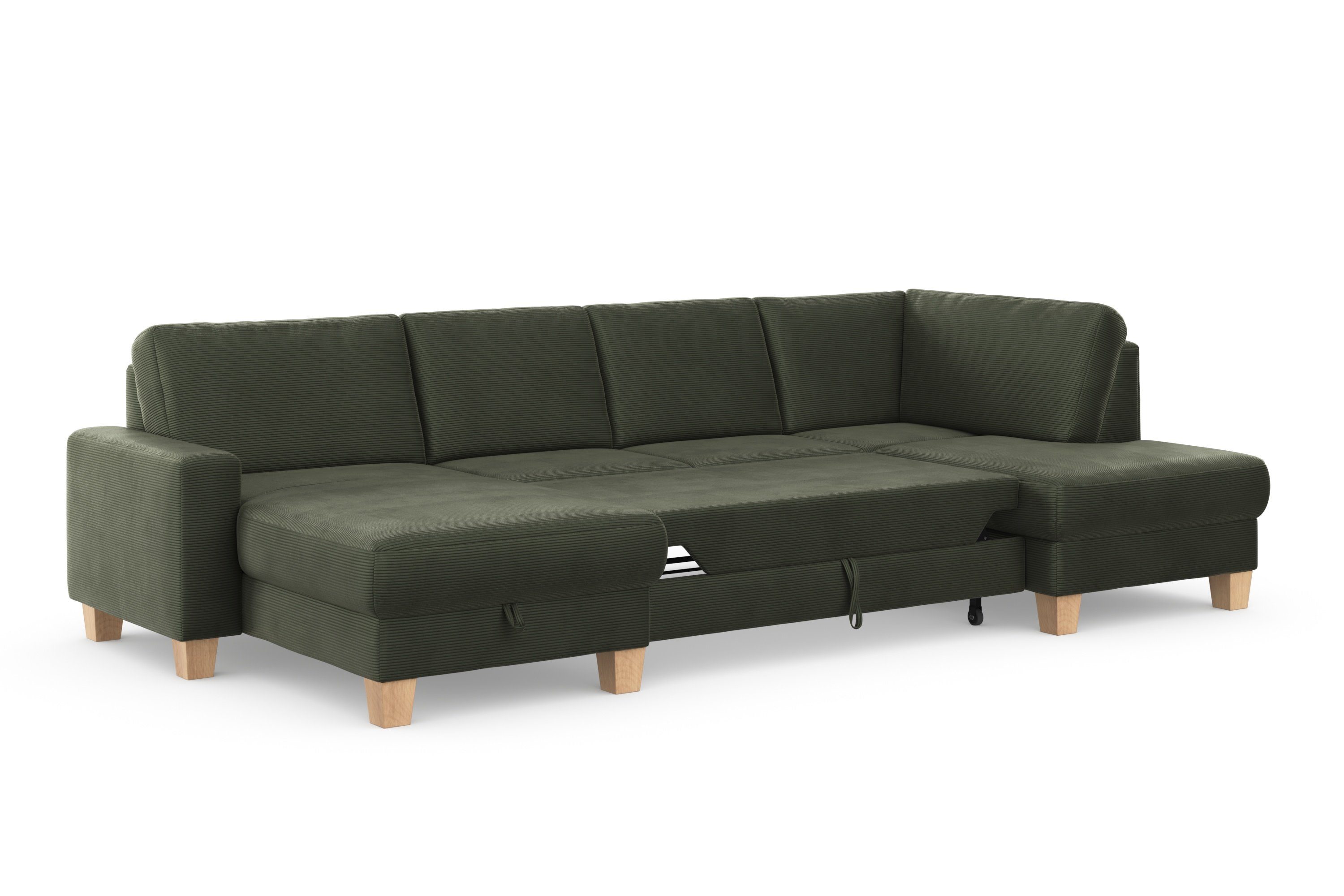 Home affaire Zithoek SUMMER U-vorm met of zonder slaapfunctie en bedkist, cordbekleding