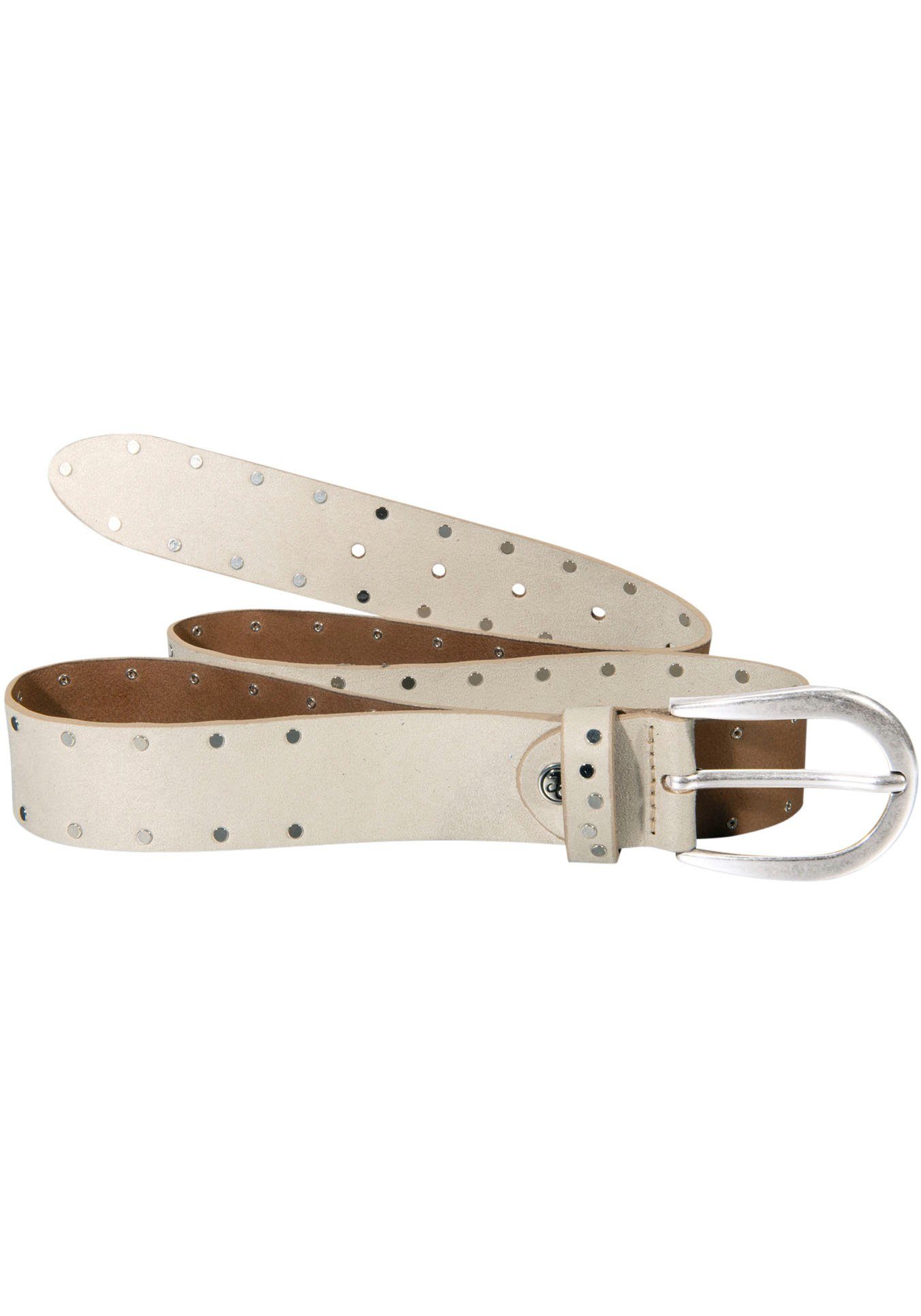Silbergift Studsriem dames riemen met studs maat 80 beige