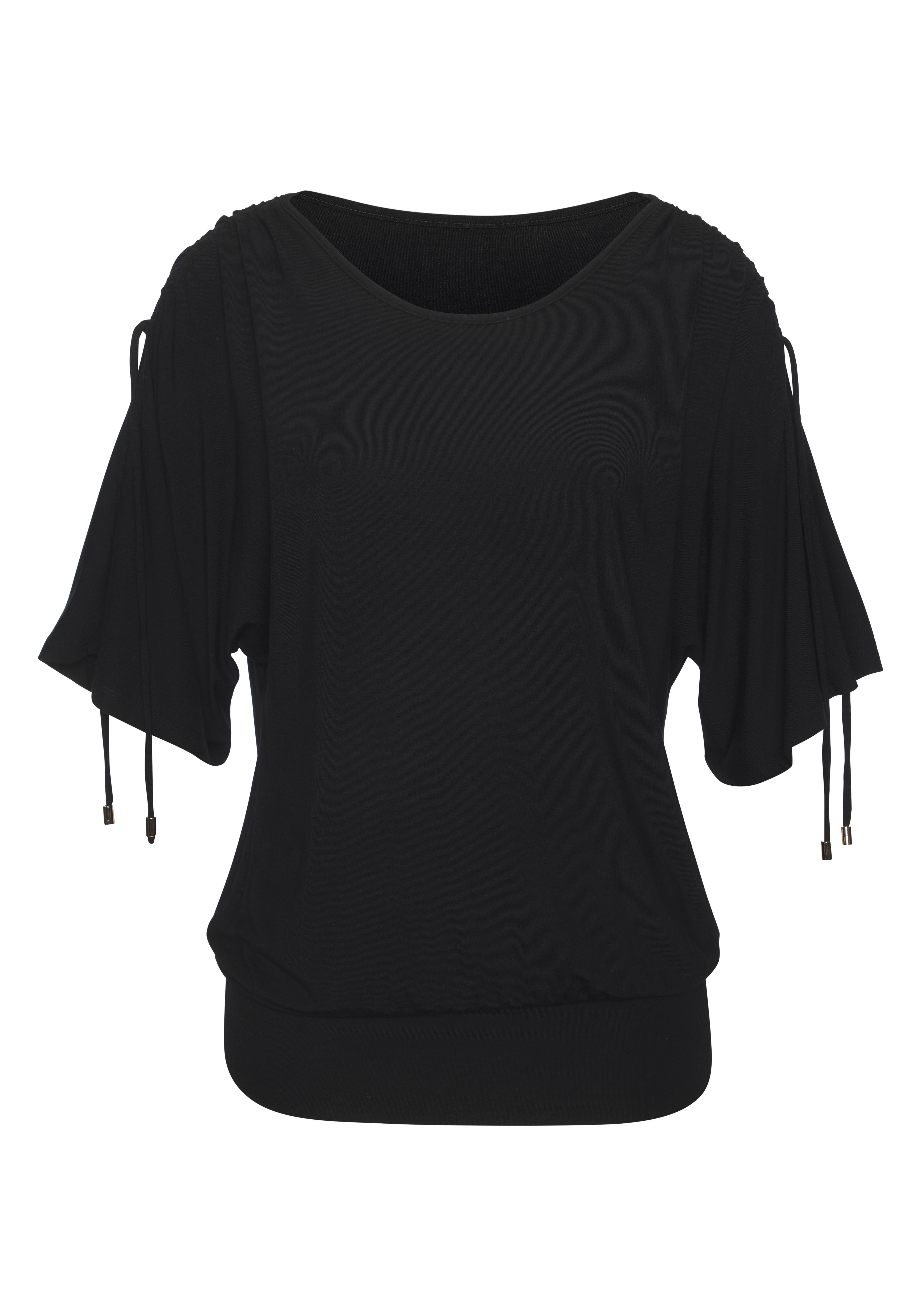 Lascana Shirt met ronde hals Met variabele mouwlengte van zachte viscose-stretch