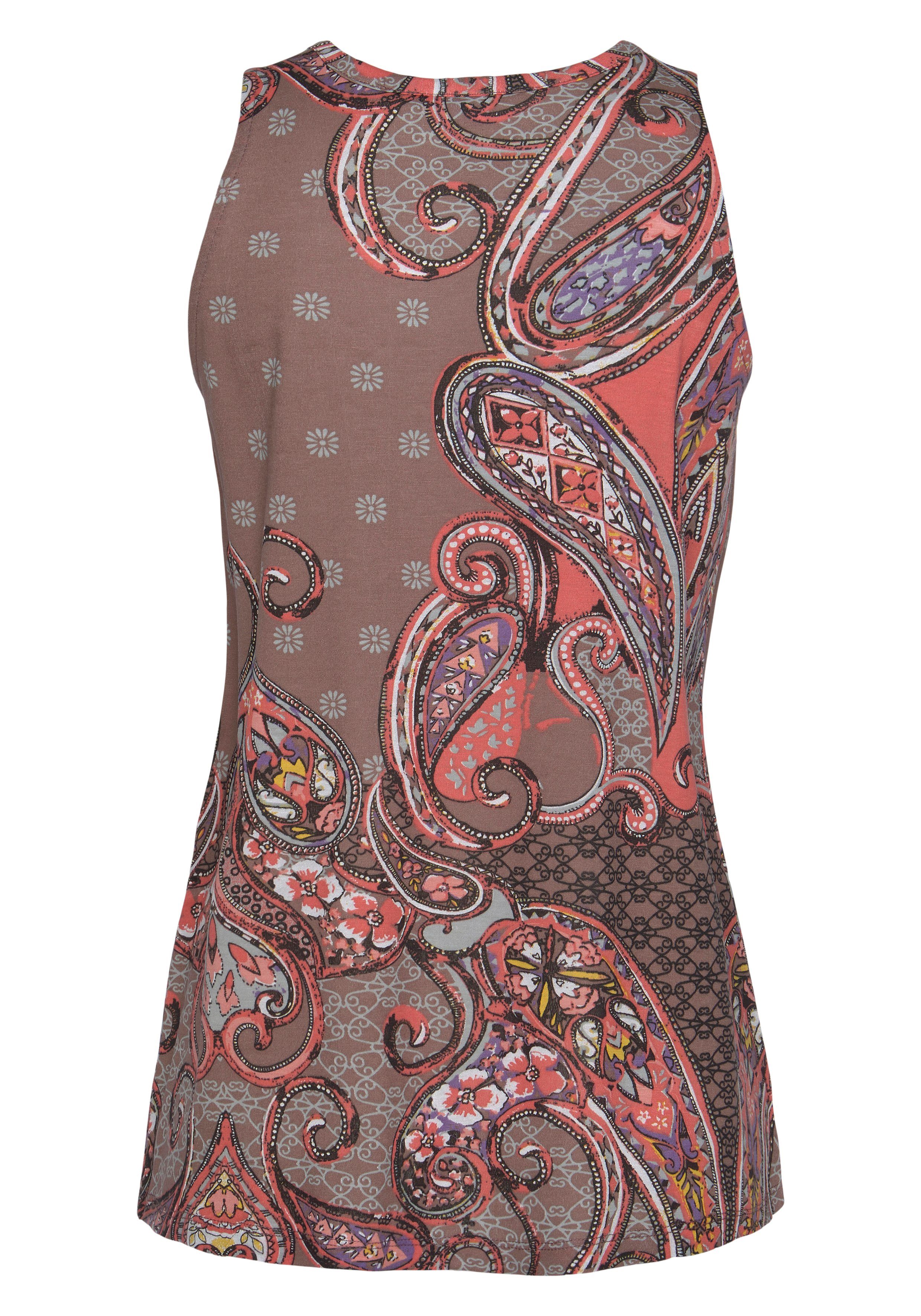 Lascana Tanktop met paisley-print en decoratieve accessoires, elegant blousetop