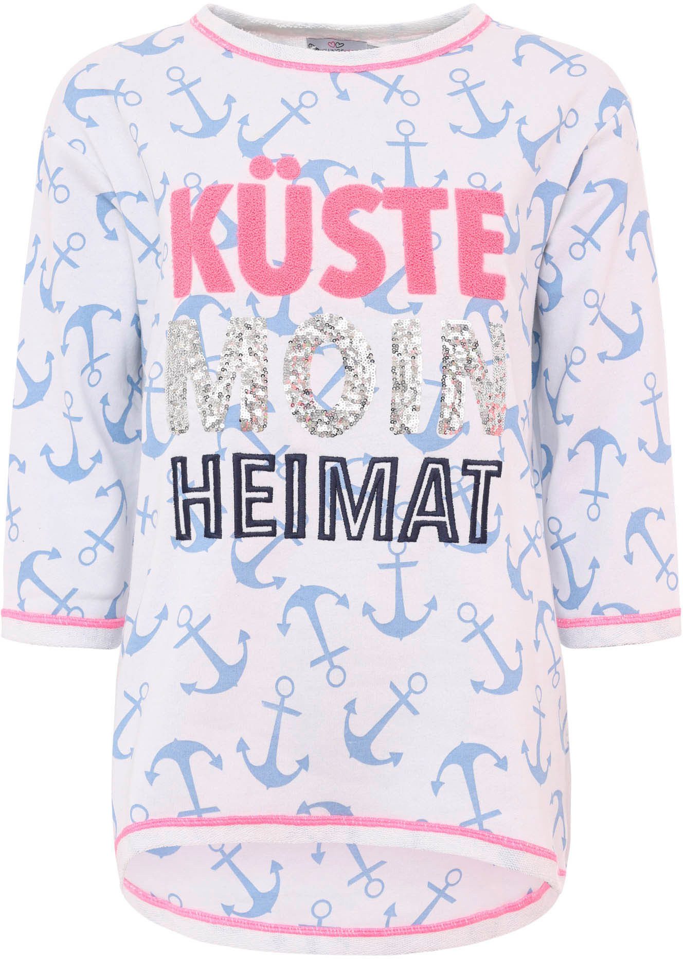 Zwillingsherz Shirt met lange mouwen met zebrapatroon en frontmotief, met 3/4 mouw