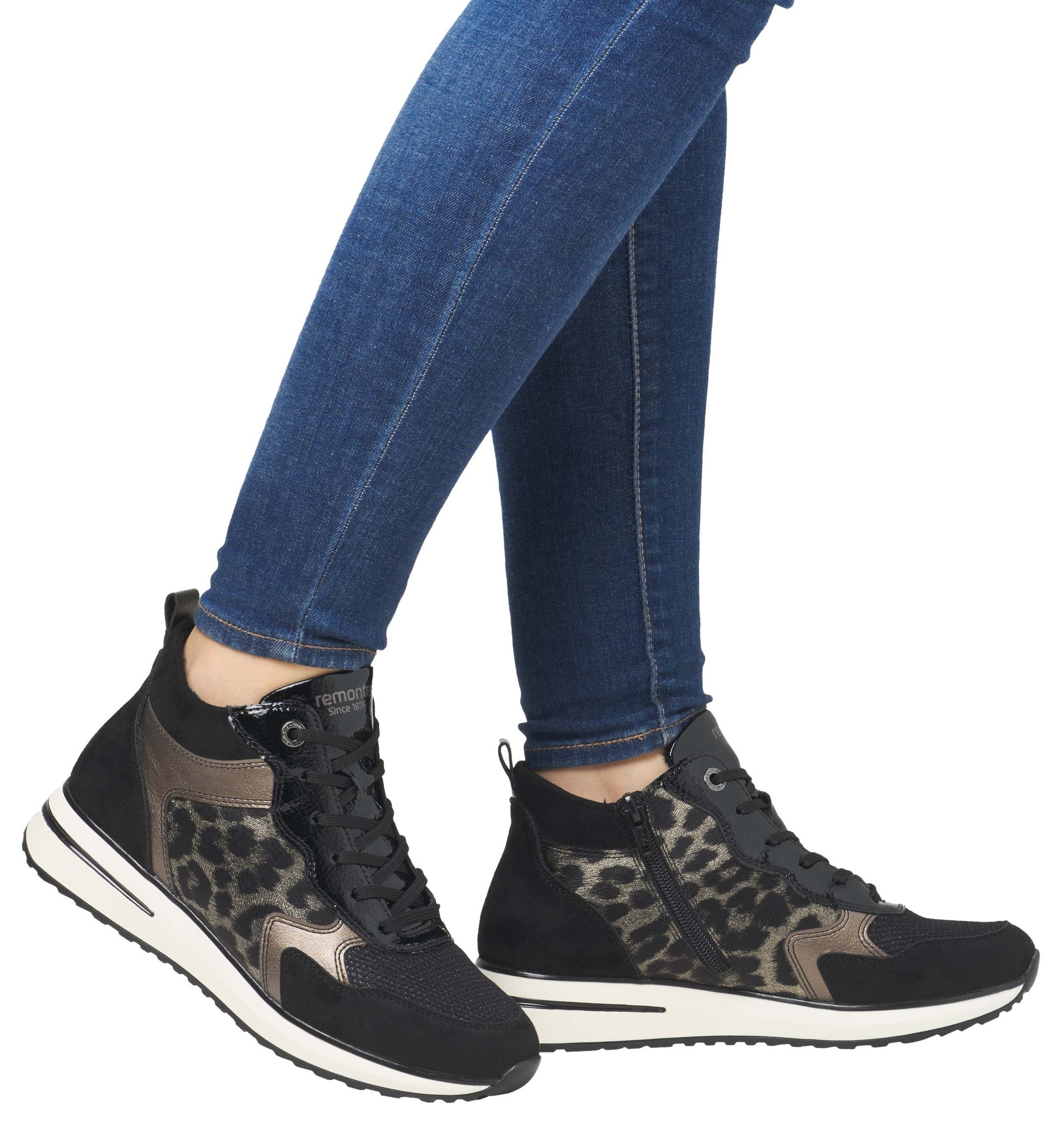Remonte Sneakers met sleehak vrijetijdsschoen, high-top sneaker, veterschoen, binnenrits