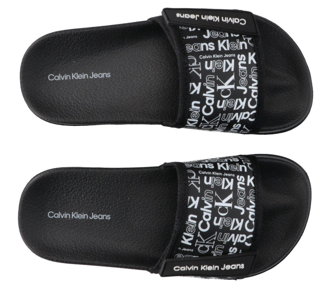 Calvin Klein Badslippers AOP POOL SLIDE , zomerschoen, slippers, badschoen, poolslides met logo-schriften