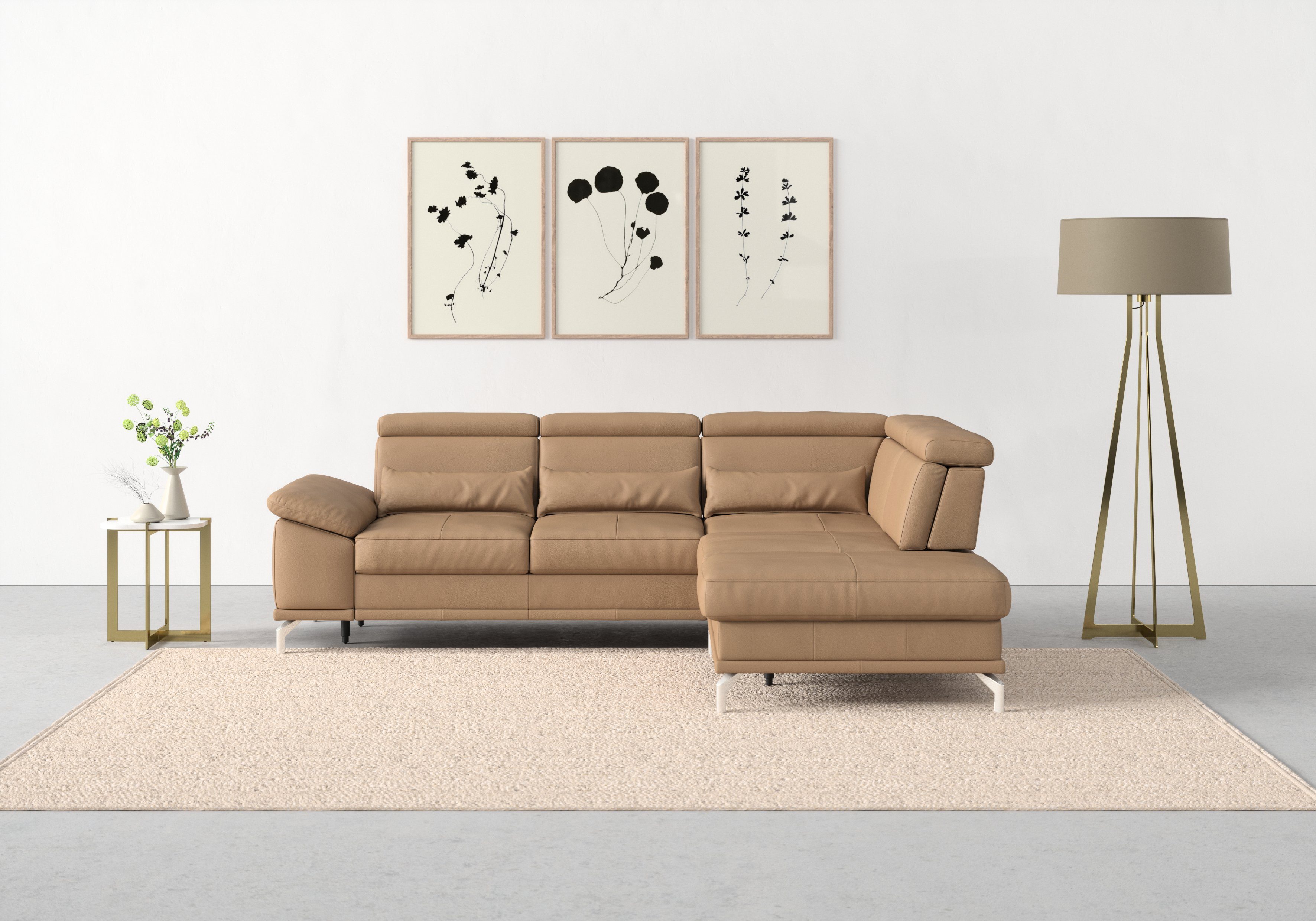sit&more Hoekbank Cabrio L-vorm, met zitdiepteverstelling, arm- en hoofdsteunverstelling