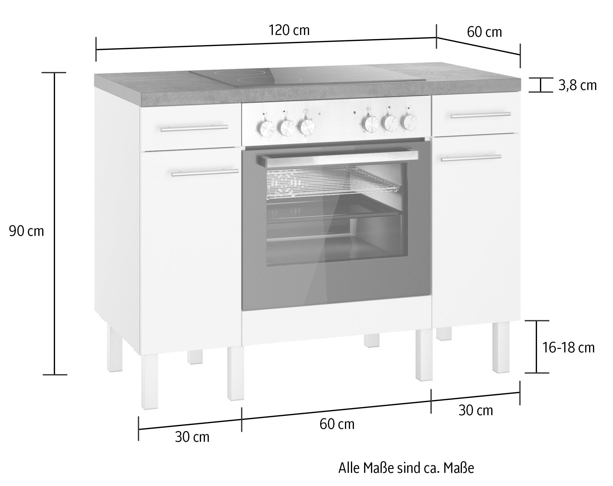 OPTIFIT Keuken Lilly Breedte 120, optioneel met elektrische apparaten