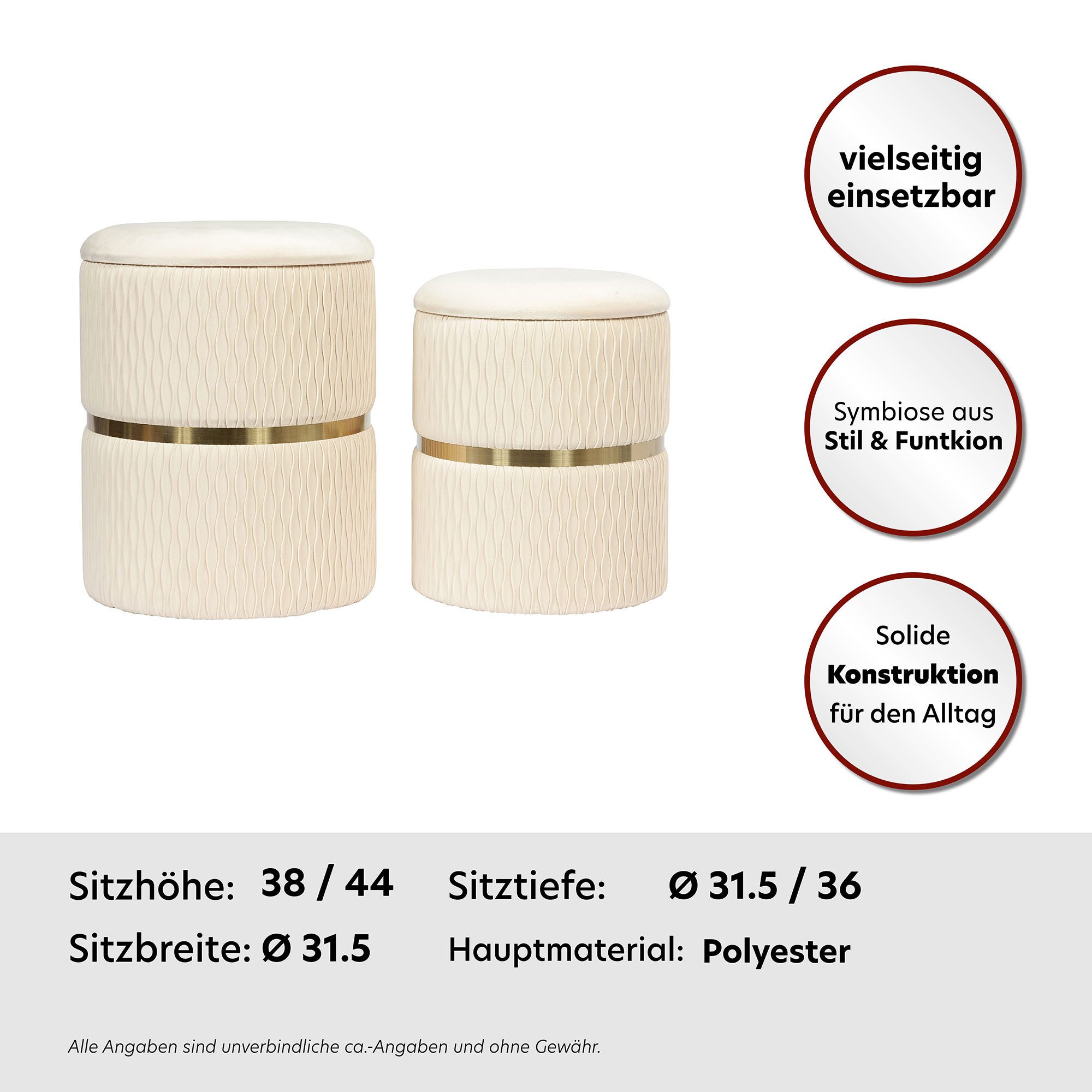 Kayoom Hocker Kruk Zora 425 2-delige set, praktische en verborgen opbergruimte (set, 2 stuks)