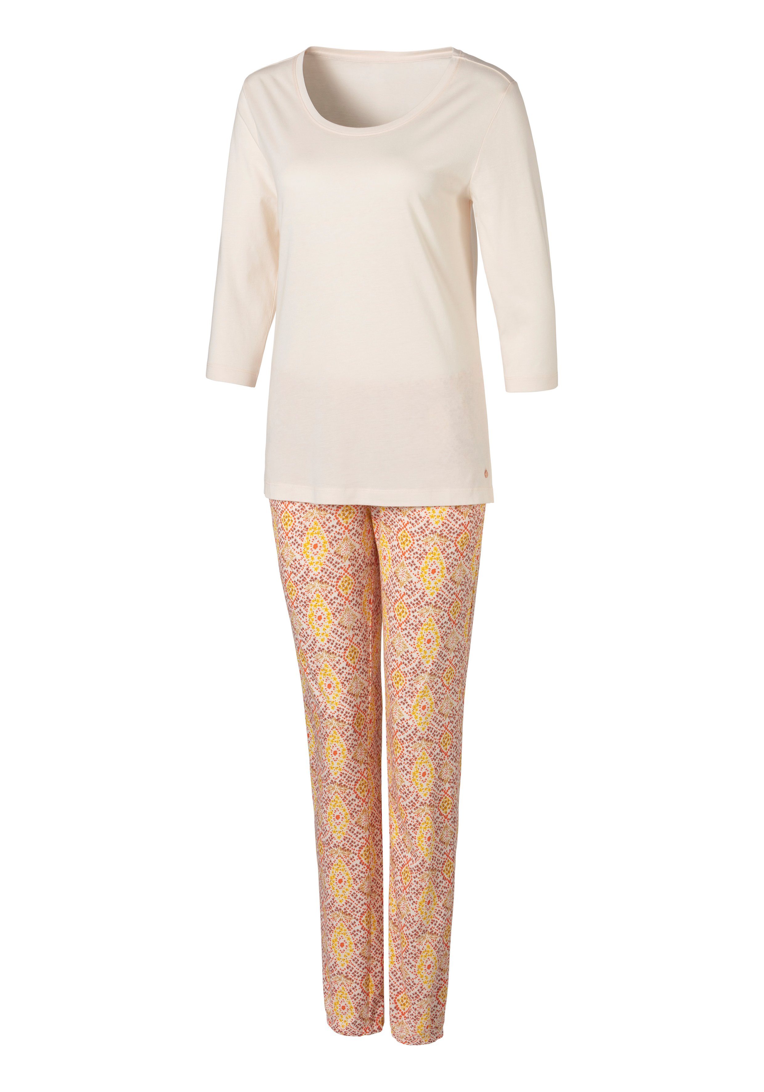 s.Oliver RED LABEL Beachwear Pyjama ornamentprint met 3/4-mouwen (2-delig, 1 stuk)