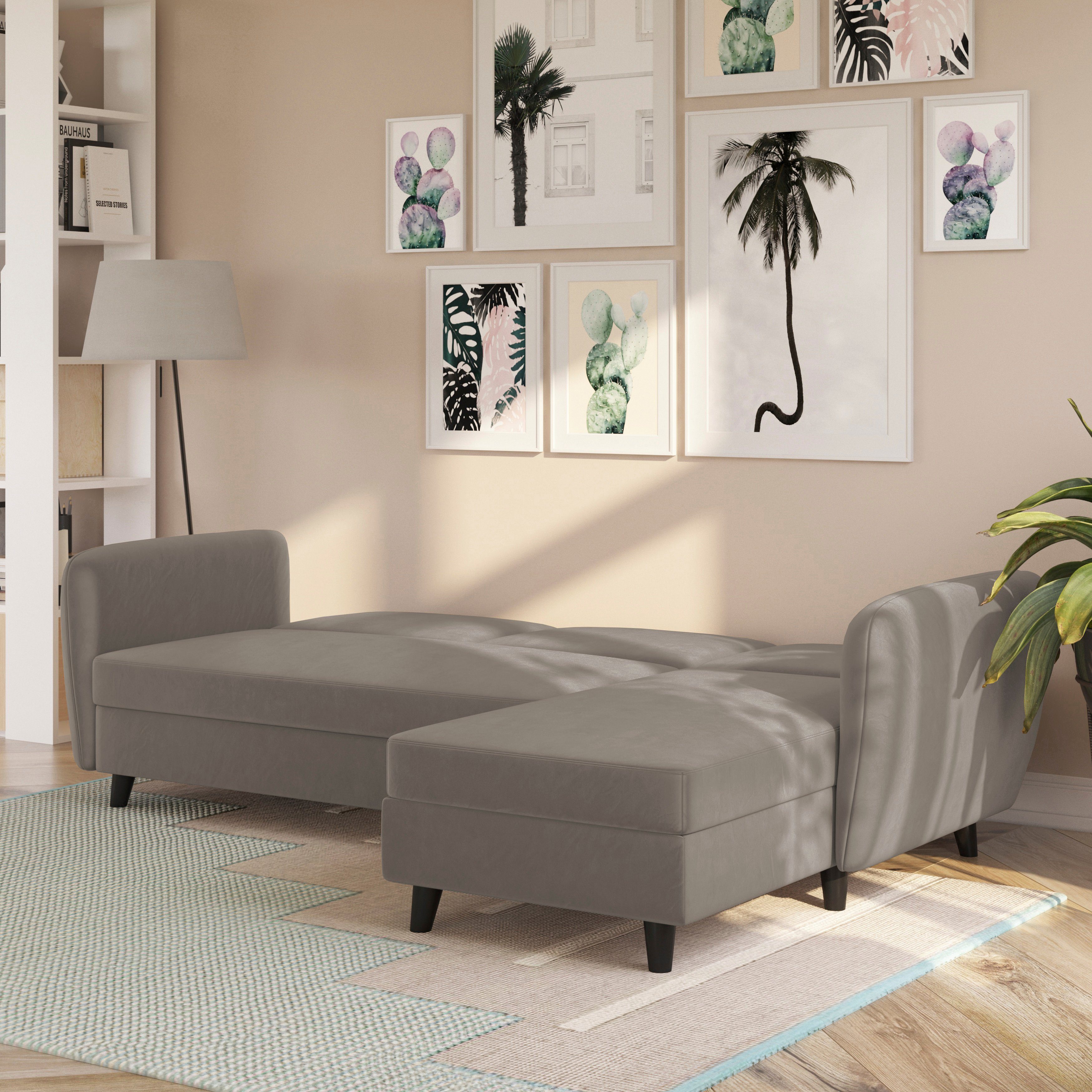 Dorel Home Hoekbank Perry, L-vorm Rugleuning, verschillende kleurvarianten, zithoogte 43 cm, breedte 219 cm