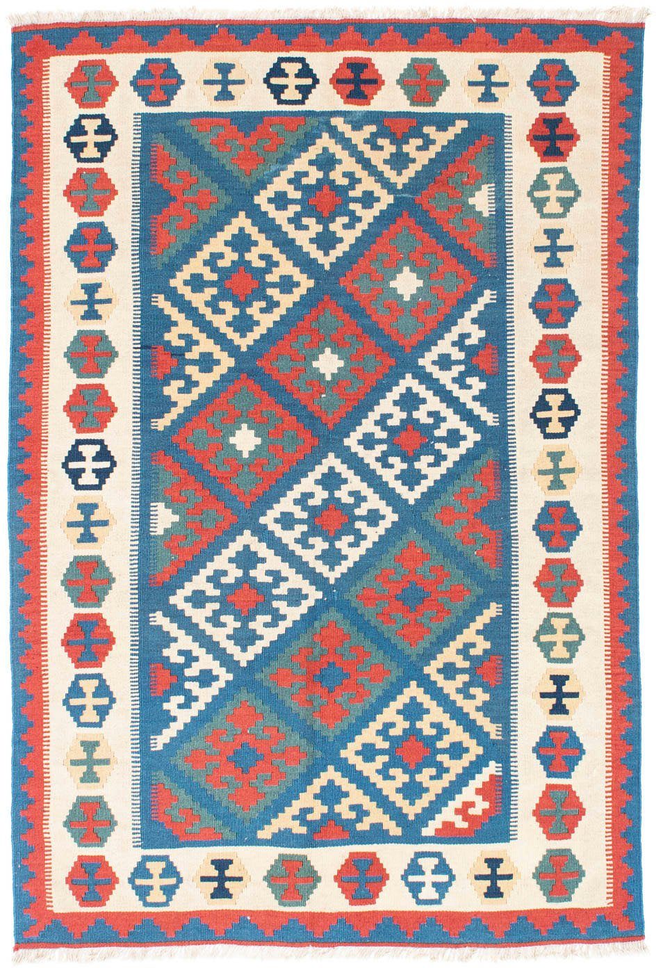 morgenland Wollen kleed Kelim Fars geheel gedessineerd blu 177 x 122 cm Oriëntaalse look