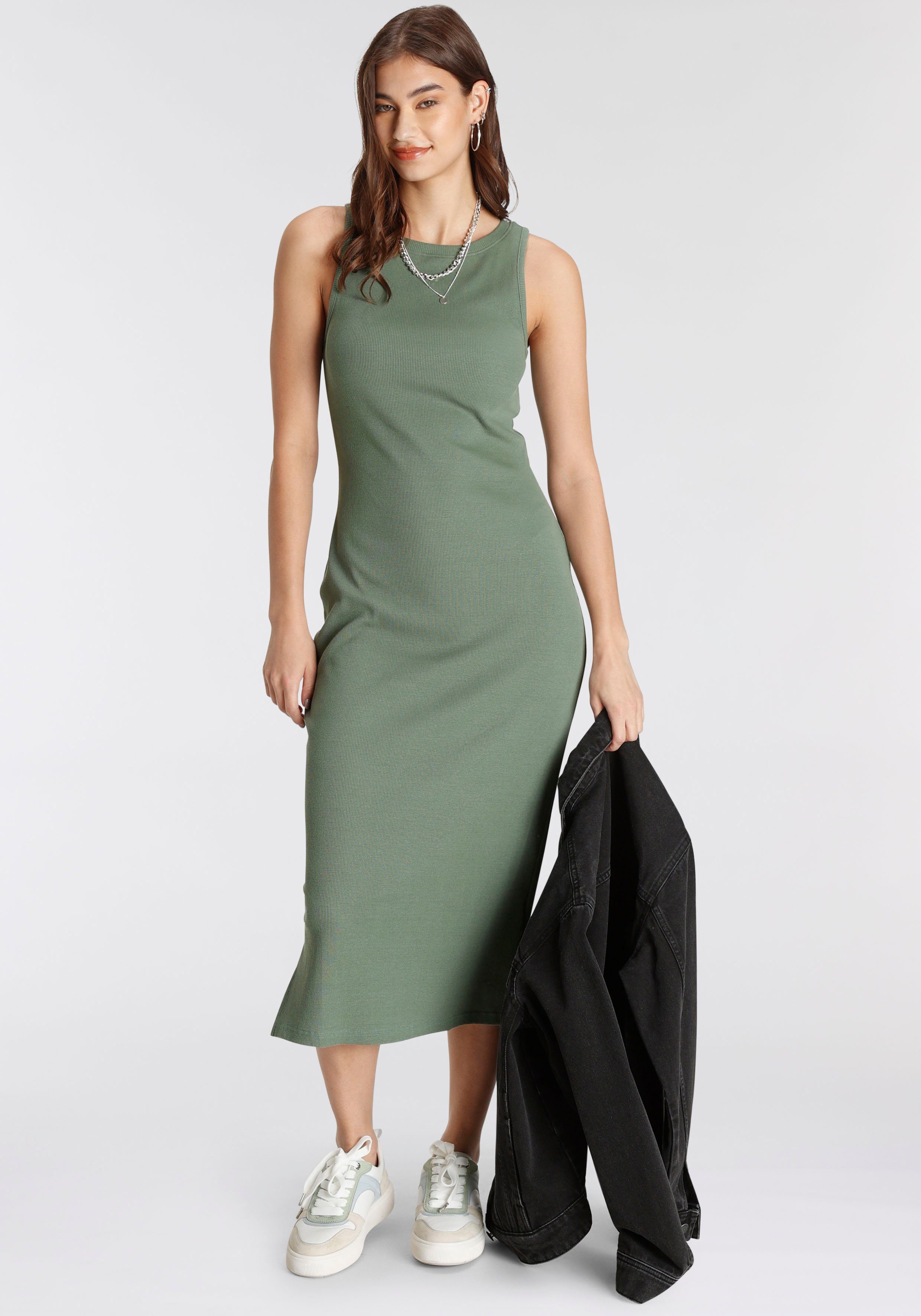 Laura Scott Midi-jurk met ronde hals nieuwe collectie