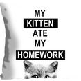 queence sierkussen my kitten ate my homework met belettering en kitten (1 stuk) zwart