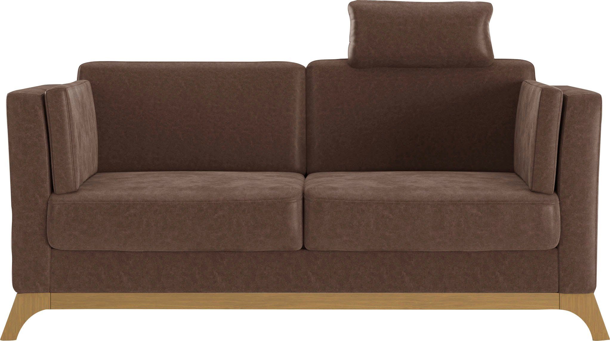 Home affaire 2,5-zitsbank Viva optioneel met houten frame van eikenhout