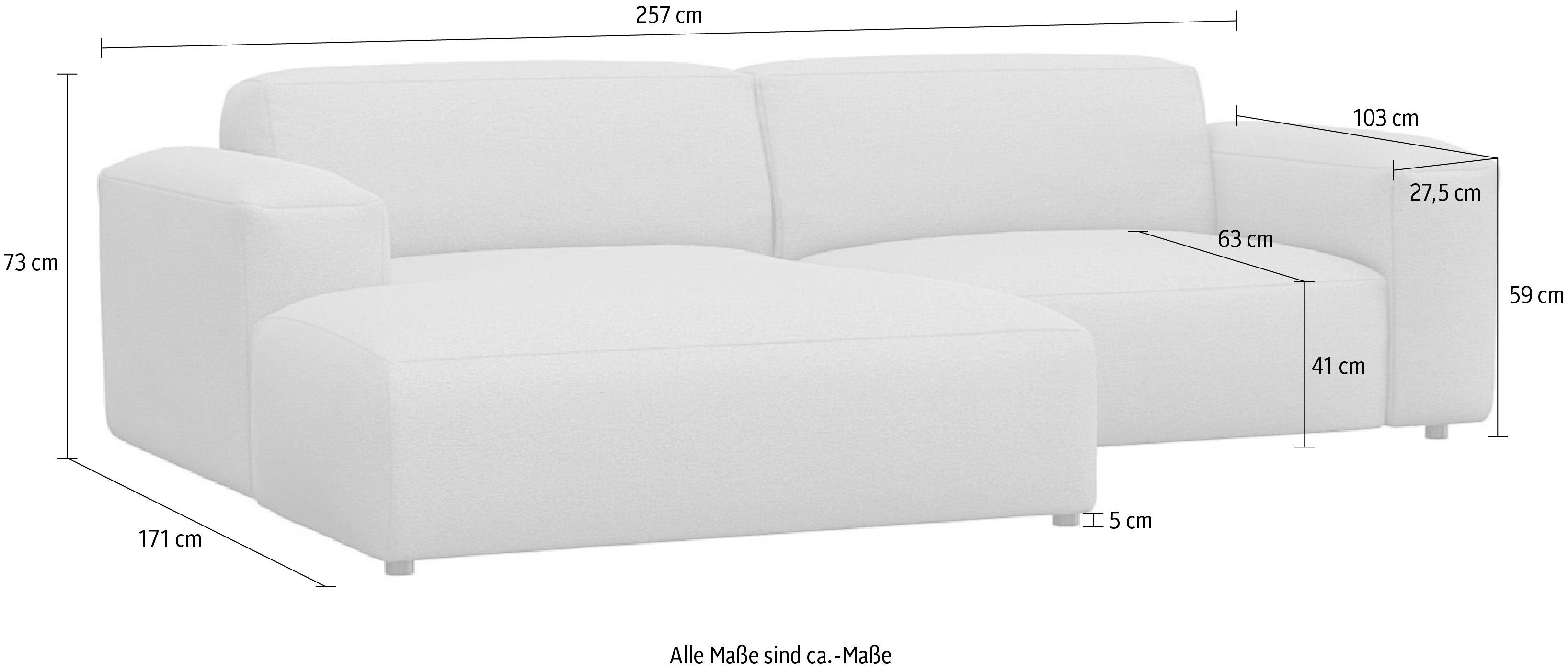 FLEXLUX Hoekbank Lucera Chaise longue rechts of links, L-vorm, comfortabel