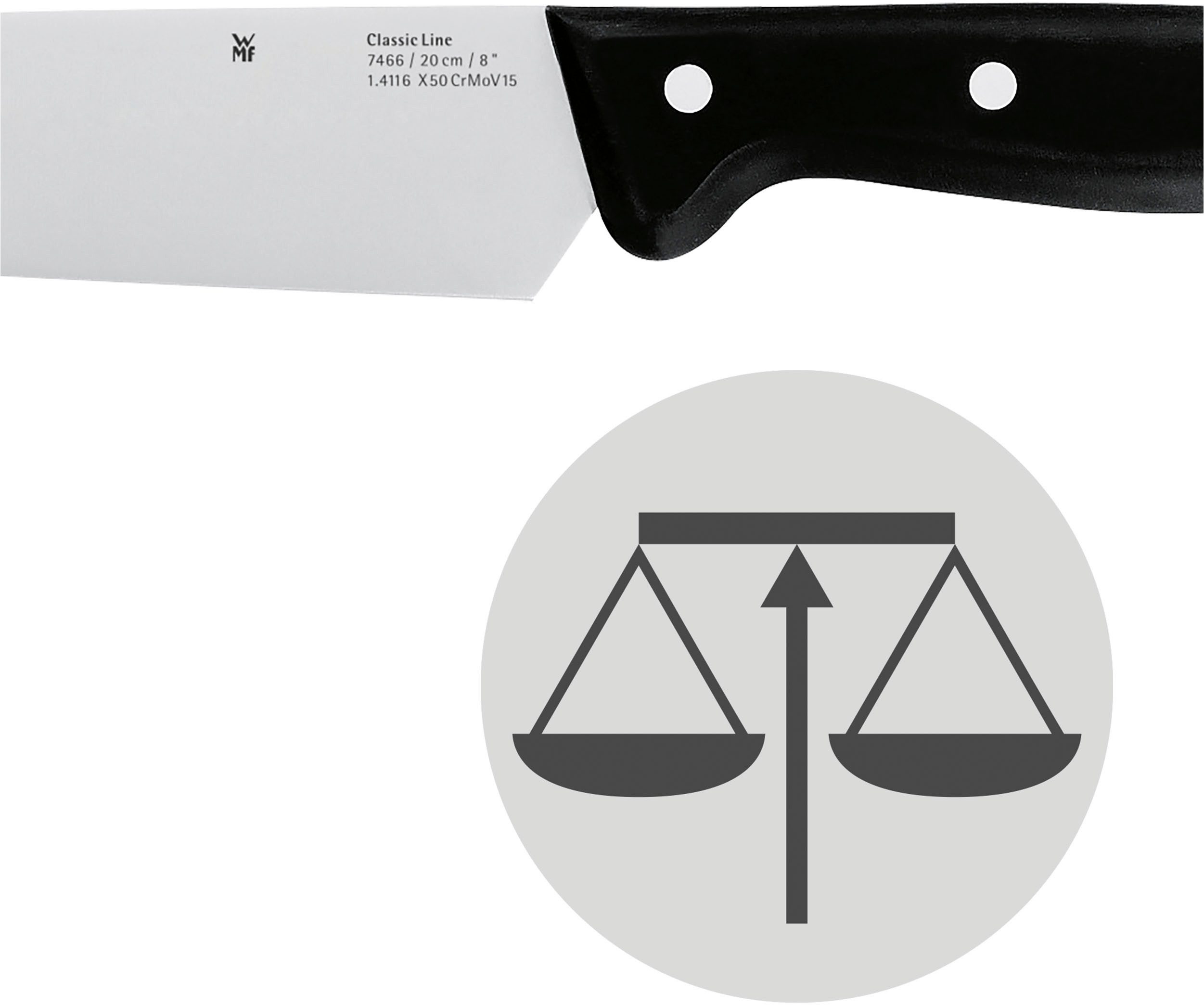 WMF Koksmes Classic Line duurzame speciale messtaal, geklonken handvat (1-delig)