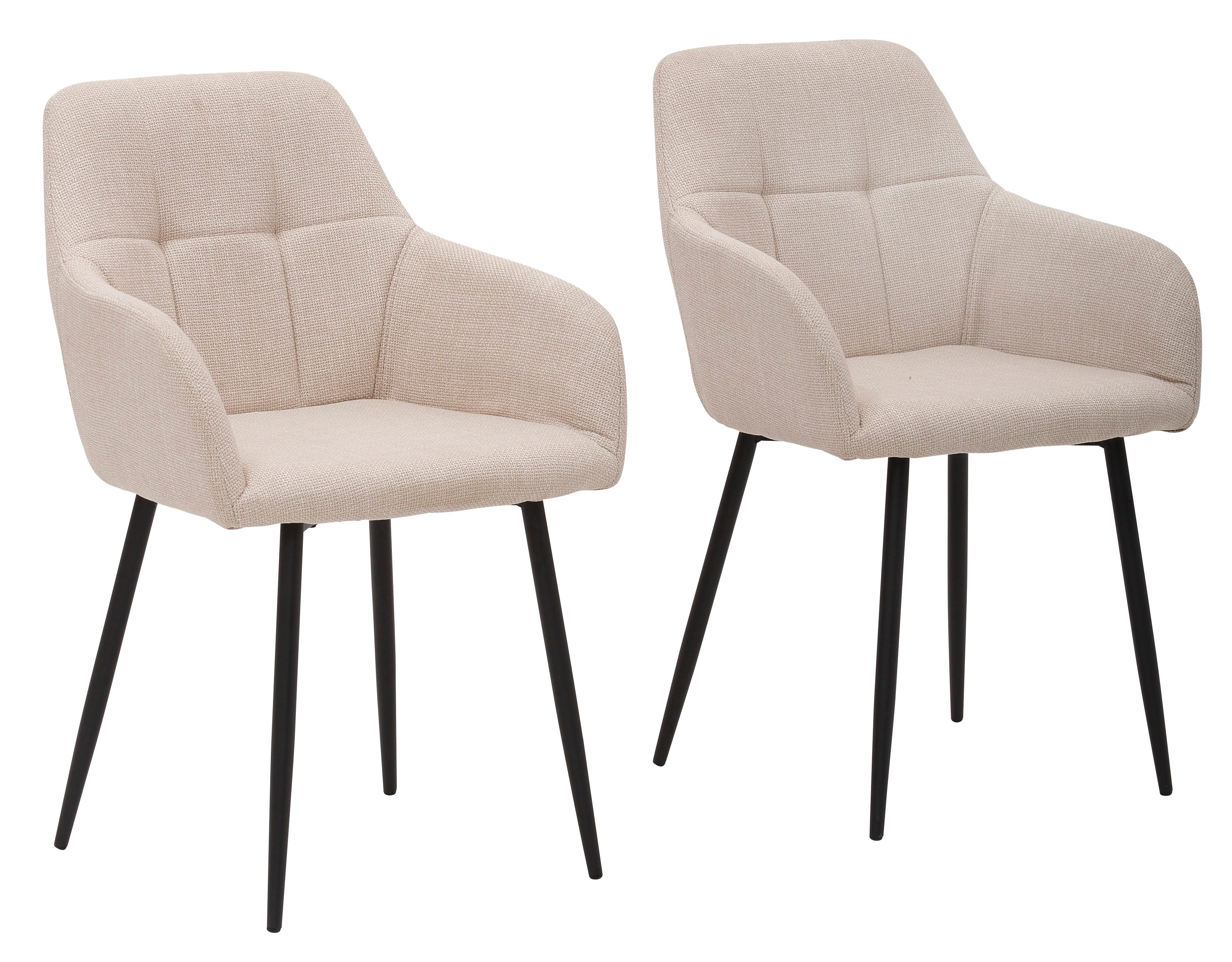 HELA Eetkamerstoel Hanna Schaalstoel, armleuningstoel, bekleding geweven stof (set, 2 stuks)