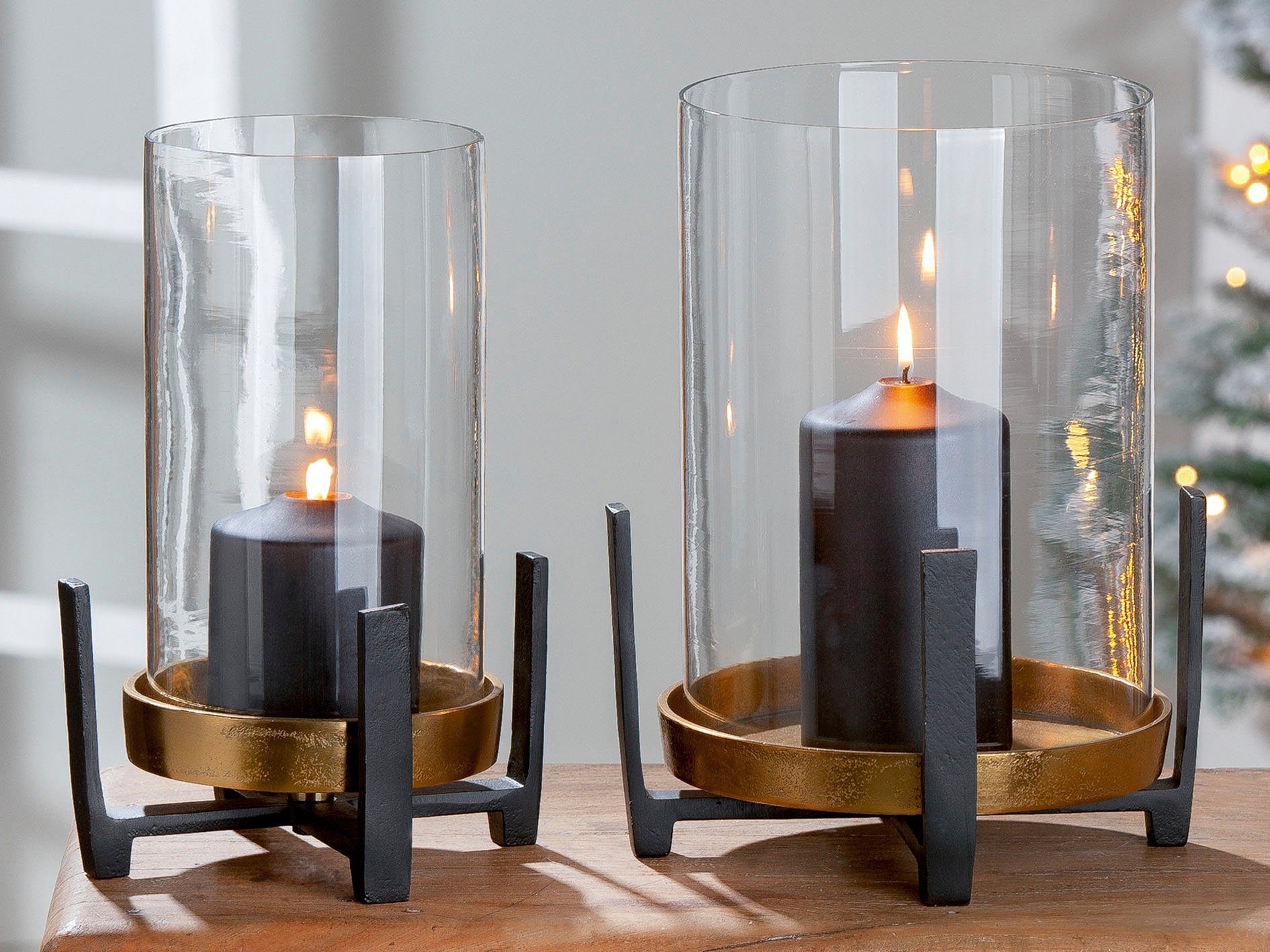 GILDE Windlicht NURO uit aluminium, met glazen inzet (1 stuk)