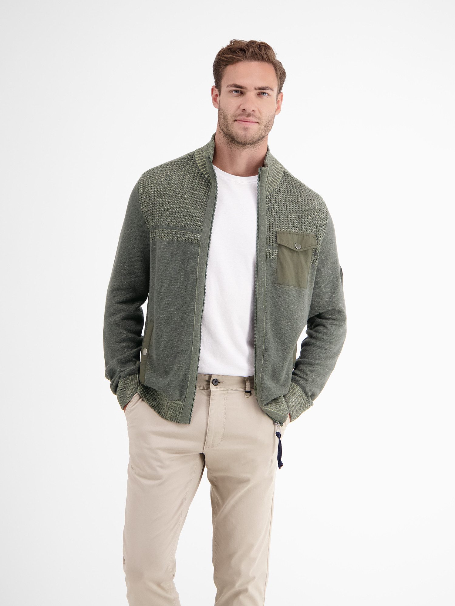 Lerros Vest LERROS brei jack met verschillende breistructuren