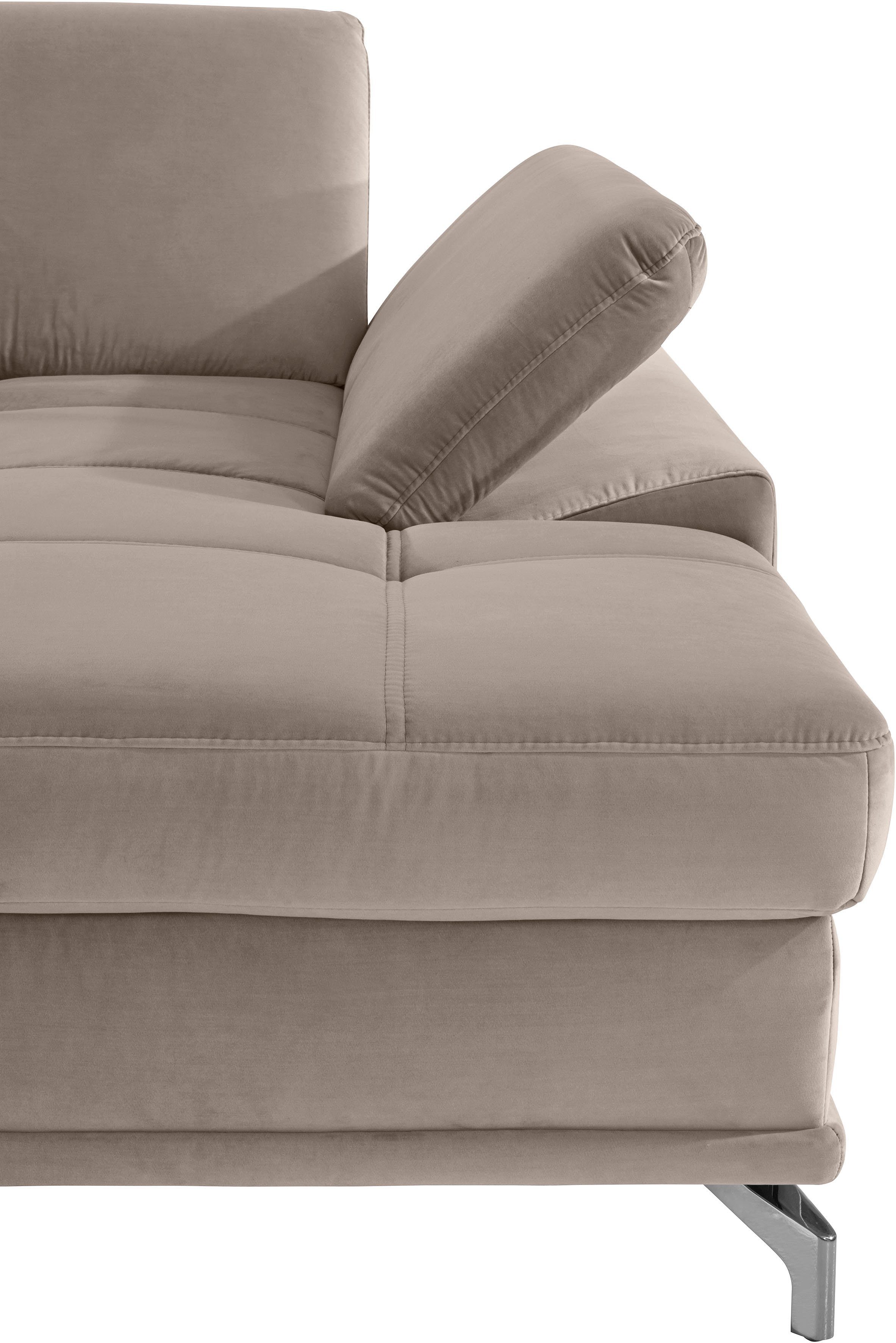 Places of Style Hoekbank Costello L-vorm, met zitdiepteverstelling, armleuningverstelling en