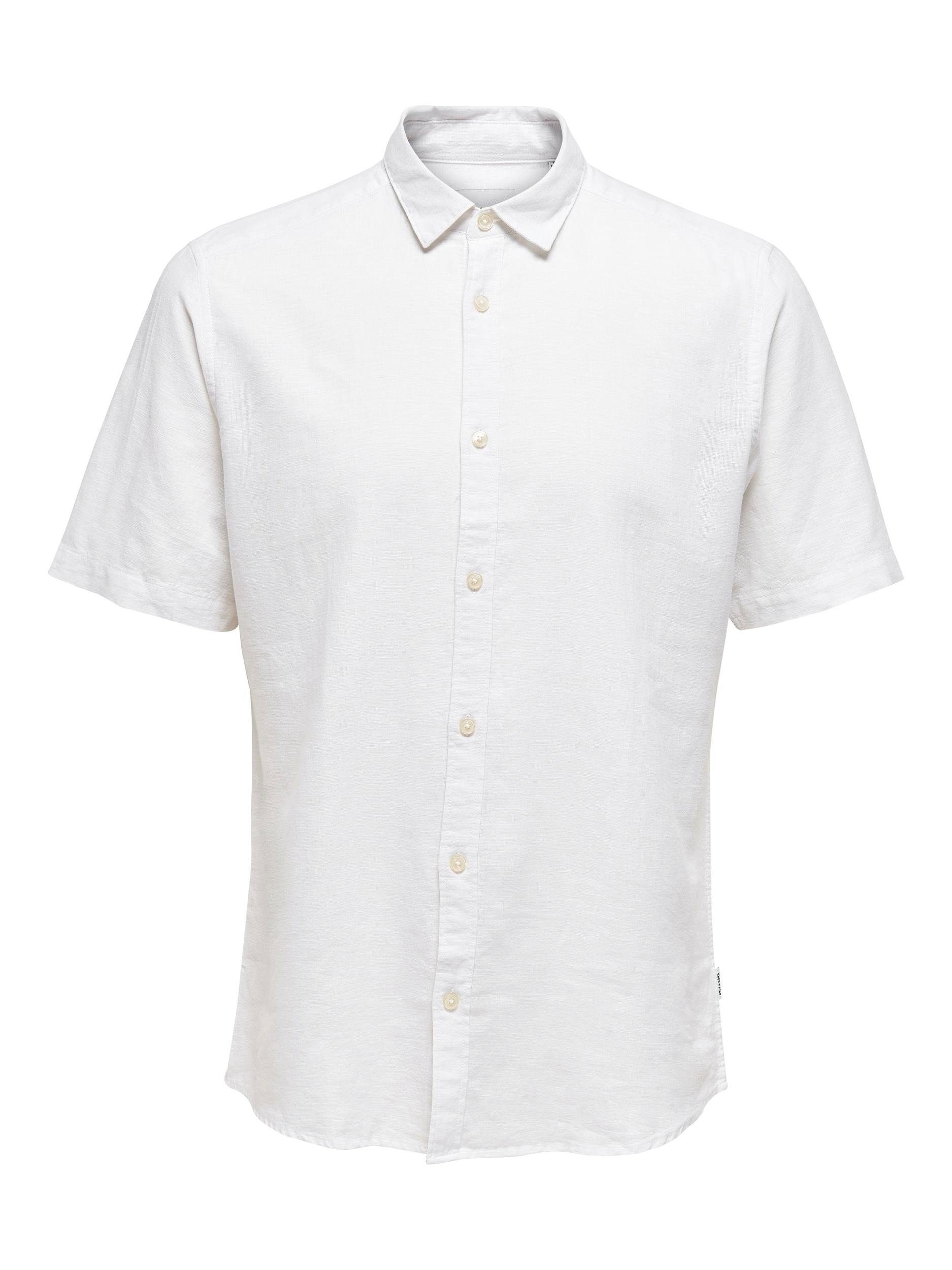 ONLY & SONS Overhemd met korte mouwen ONSCAIDEN SS SOLID LINEN SHIRT NOOS