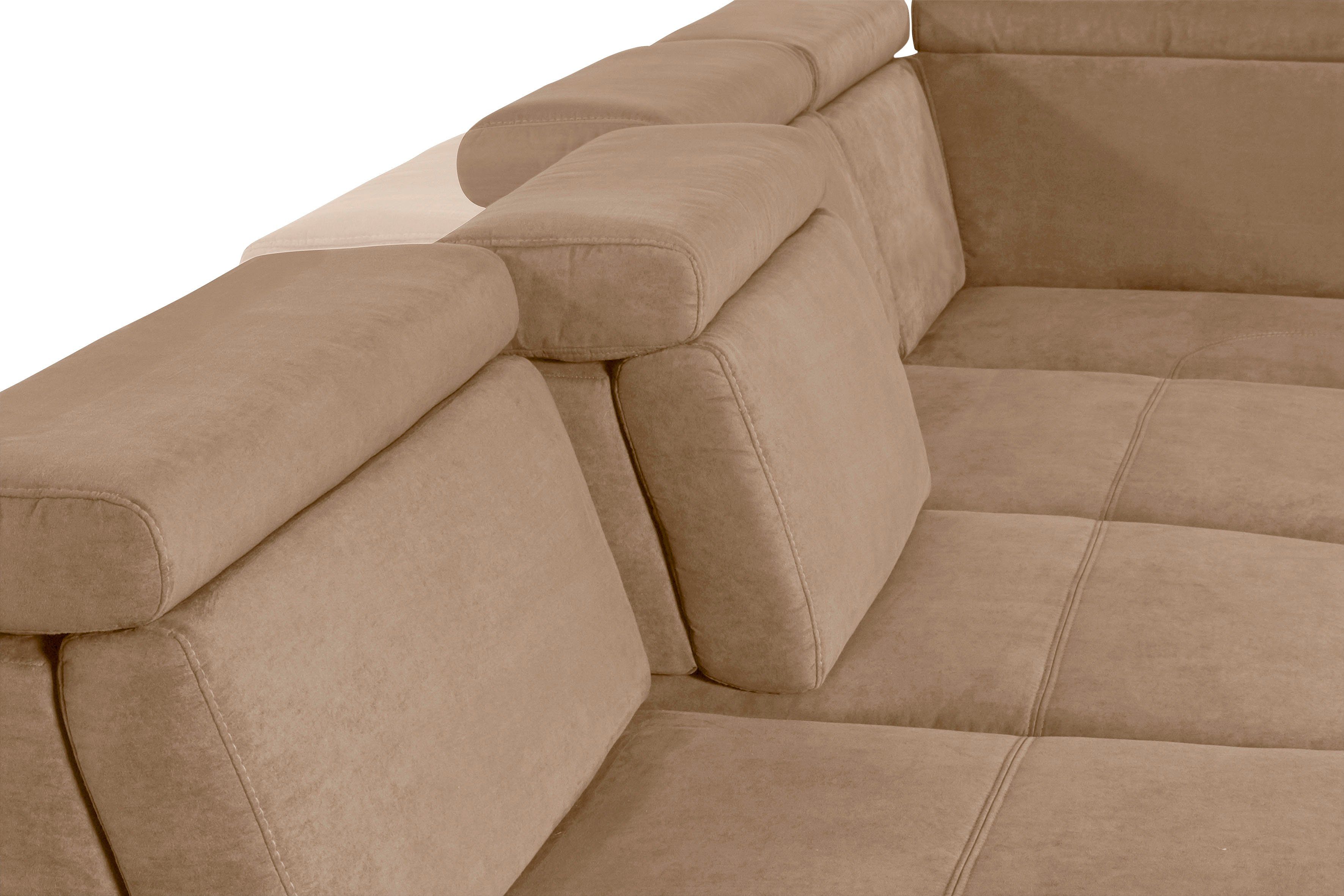 sit&more Zithoek Gizeh U-vorm 15 cm poothoogte, inclusief zitdiepteverstelling en verstelbare hoofdsteun