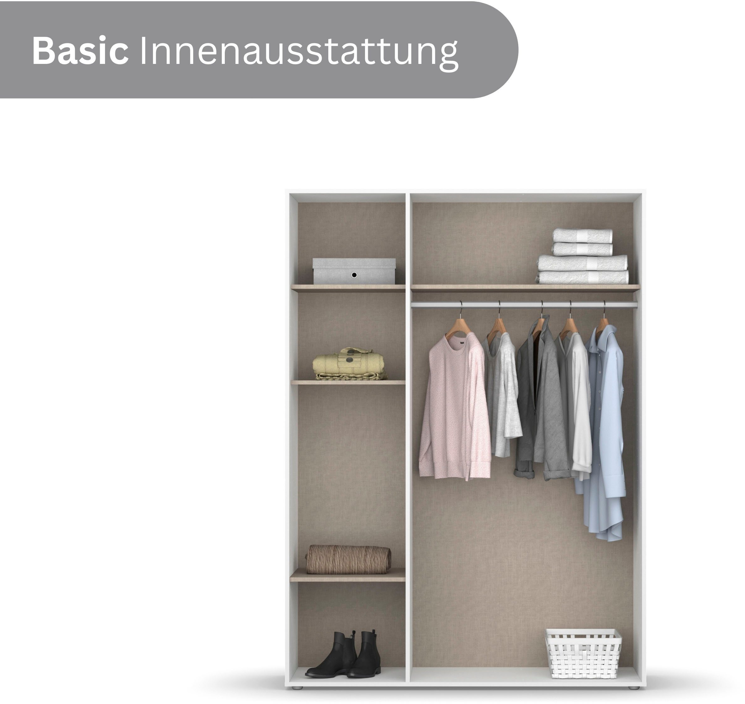 rauch Draaideurkast Kledingkast Kast Garderobe Wasmand NAGATA veel Opbergruimte met moderne stanggrepen in grijs metallic topseller made in germany