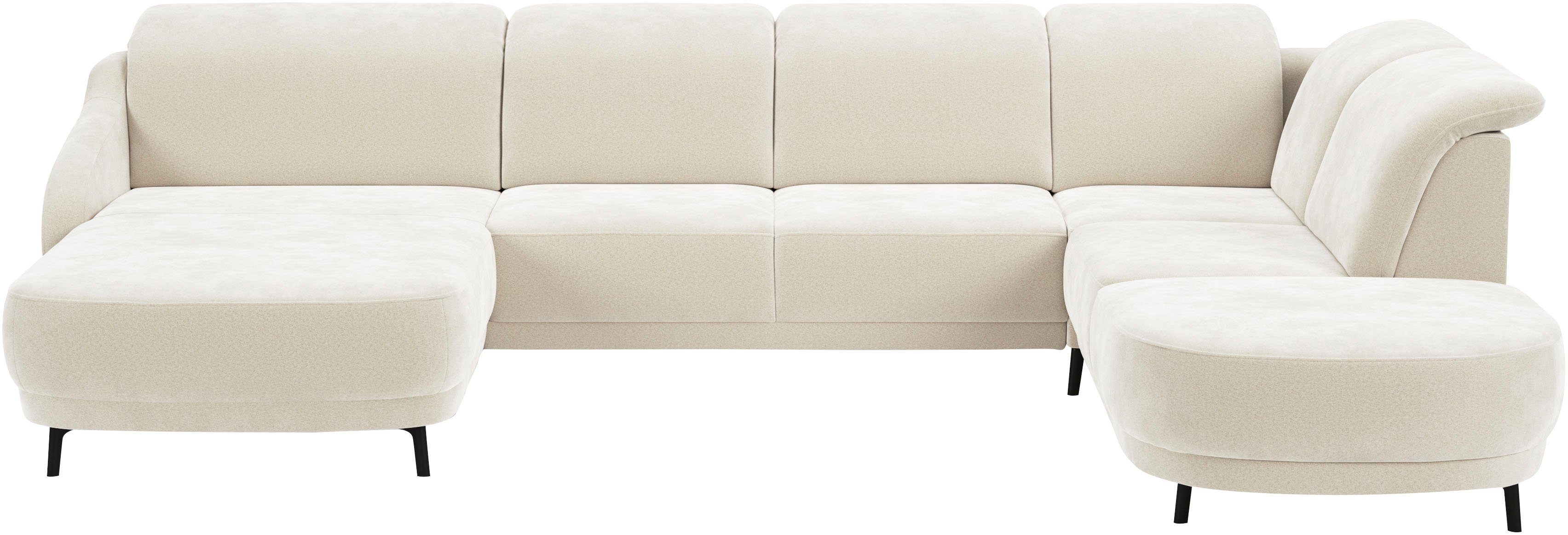 sit&more Zithoek Blues U-vorm inclusief verstelbare hoofdsteun, naar keuze met klaptafel en usb beige, zithoeken, Incl.hoofdsteunverstelling-met
