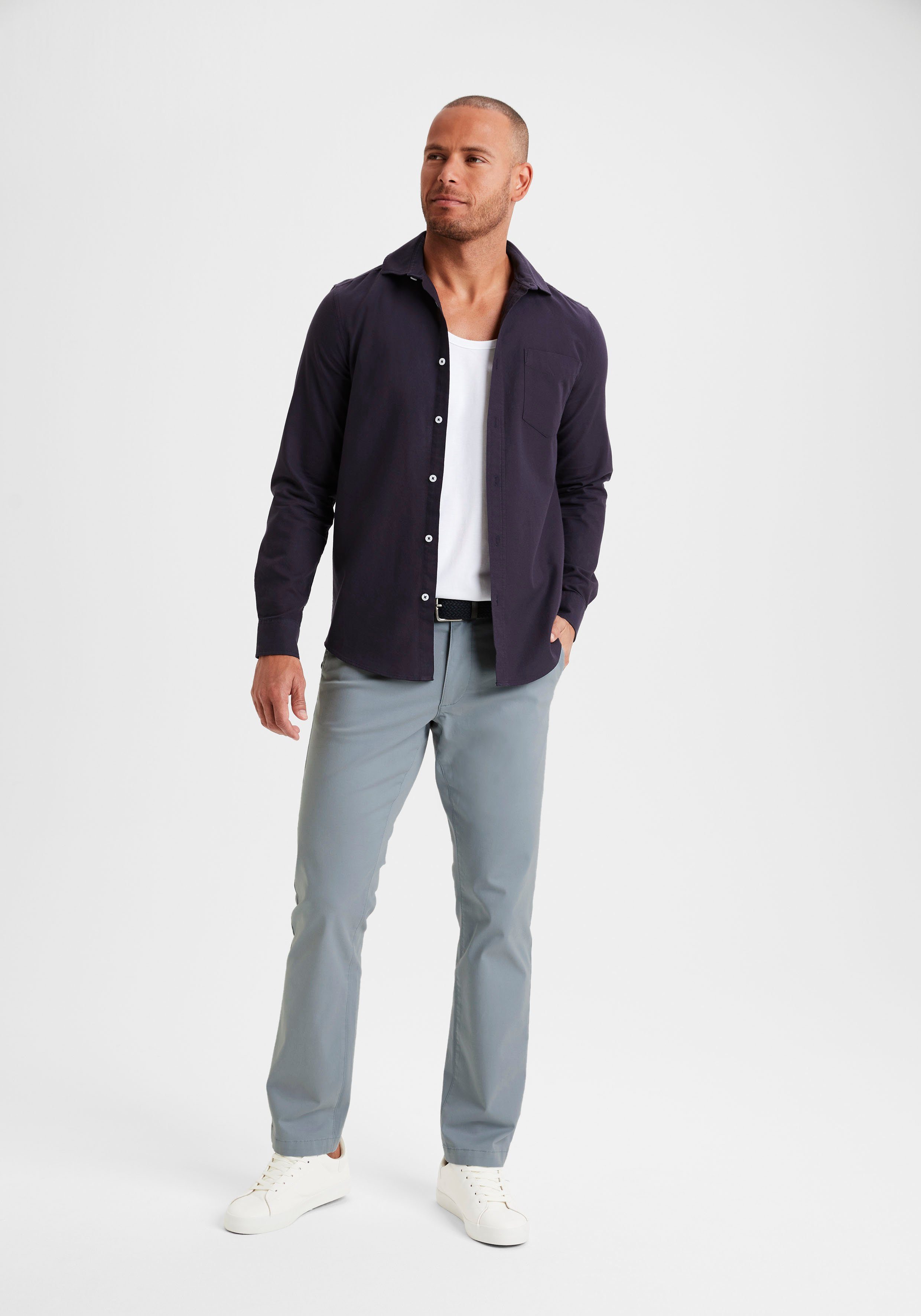 H.I.S Chino Regular fit lange broek, van elastische katoenkwaliteit