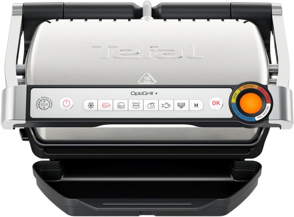 Tefal Contactgrill OptiGrill+, erneuerte Kochstufenanzeige, 6 automatische Programme vernieuwde kookniveau-indicator, 6 automatische programma's, inclusief receptenboek