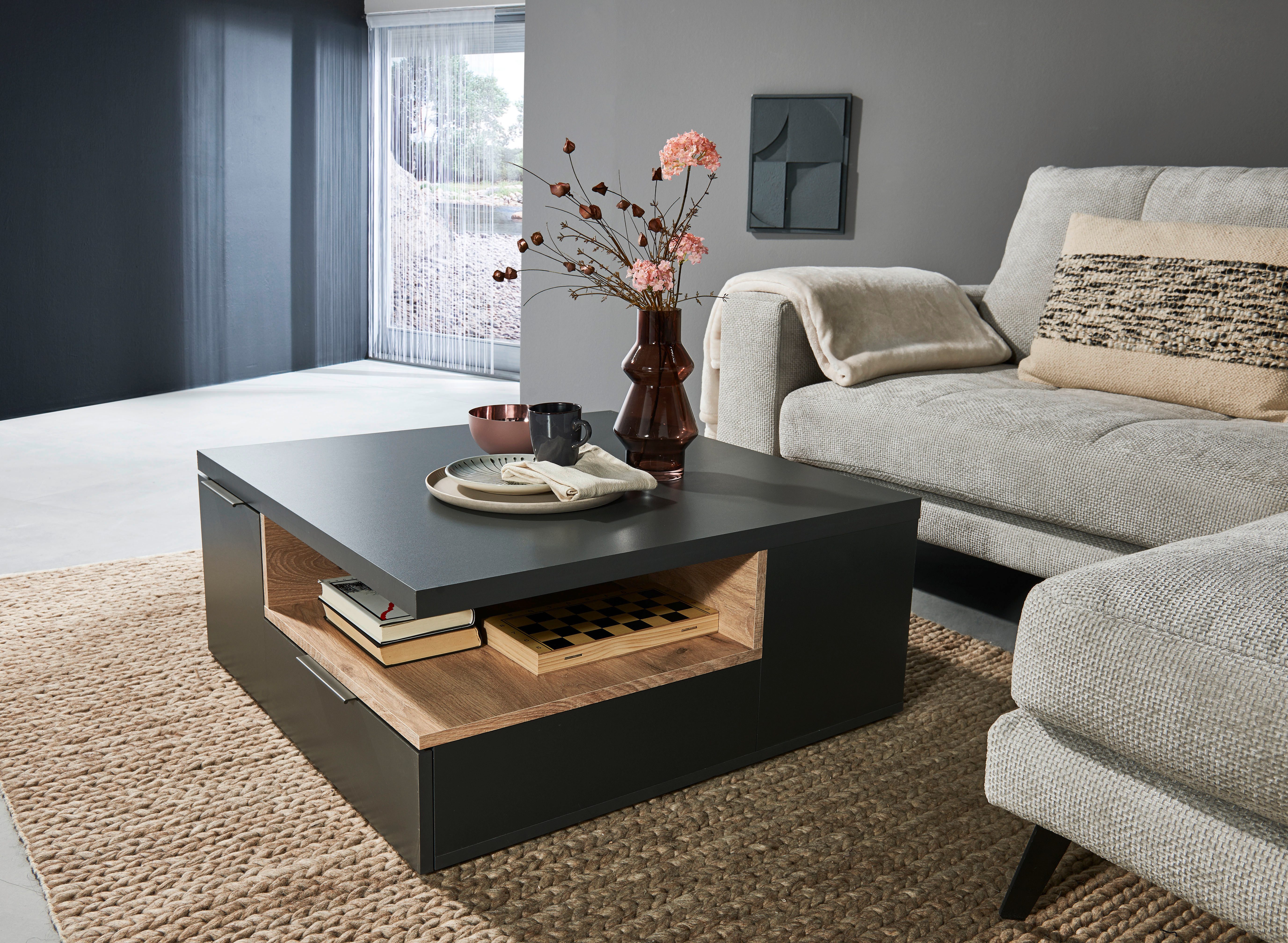 Stolkom Salontafel Enna, TOPSELLER! 80x80 cm, salontafel met lades, melamine gecoat