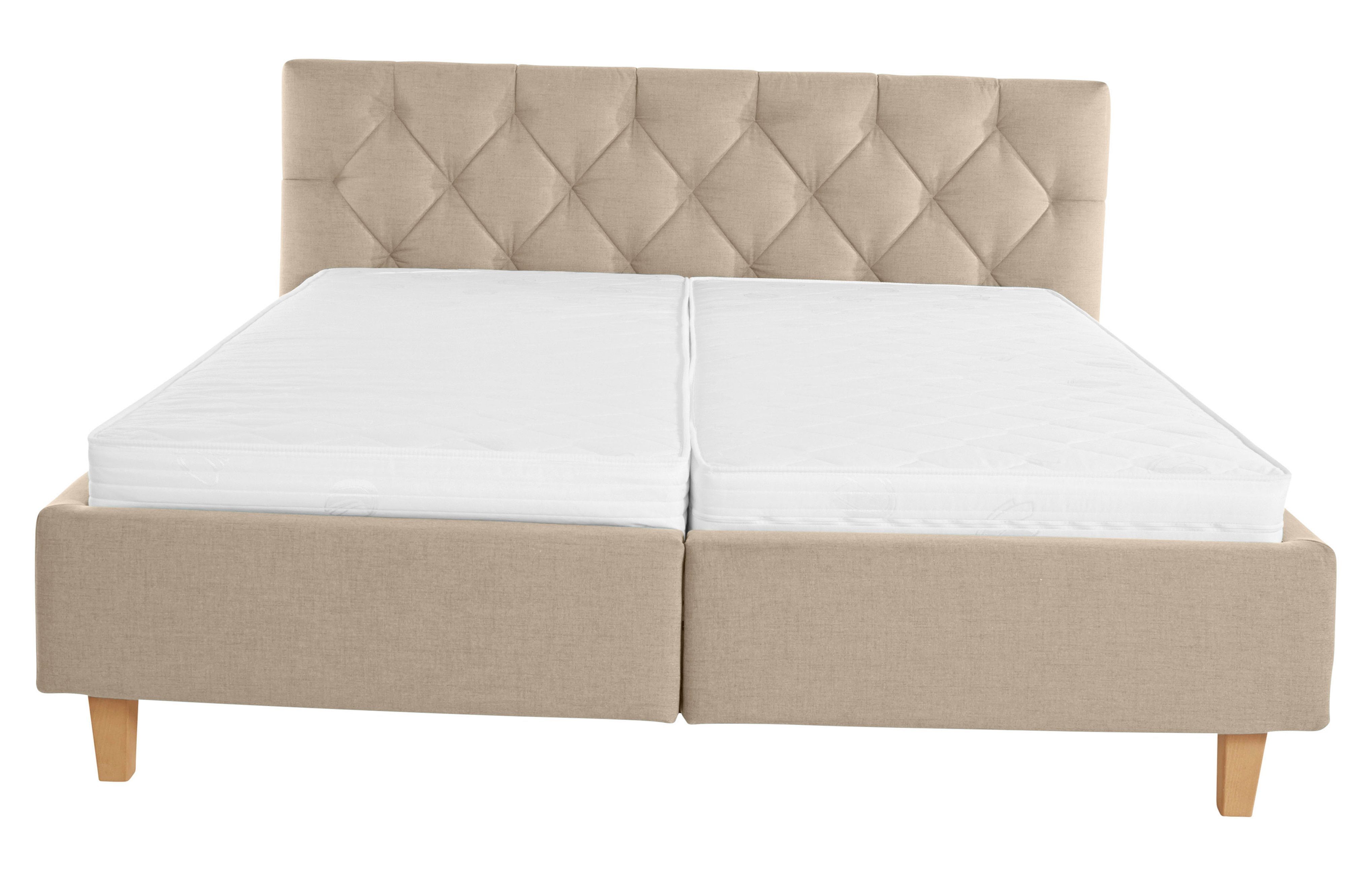 Home affaire Gestoffeerd bed Sunley 100 Kruisstiksel, hoofdbordhoogte 102 cm, zonder of met matras/lattenbodem