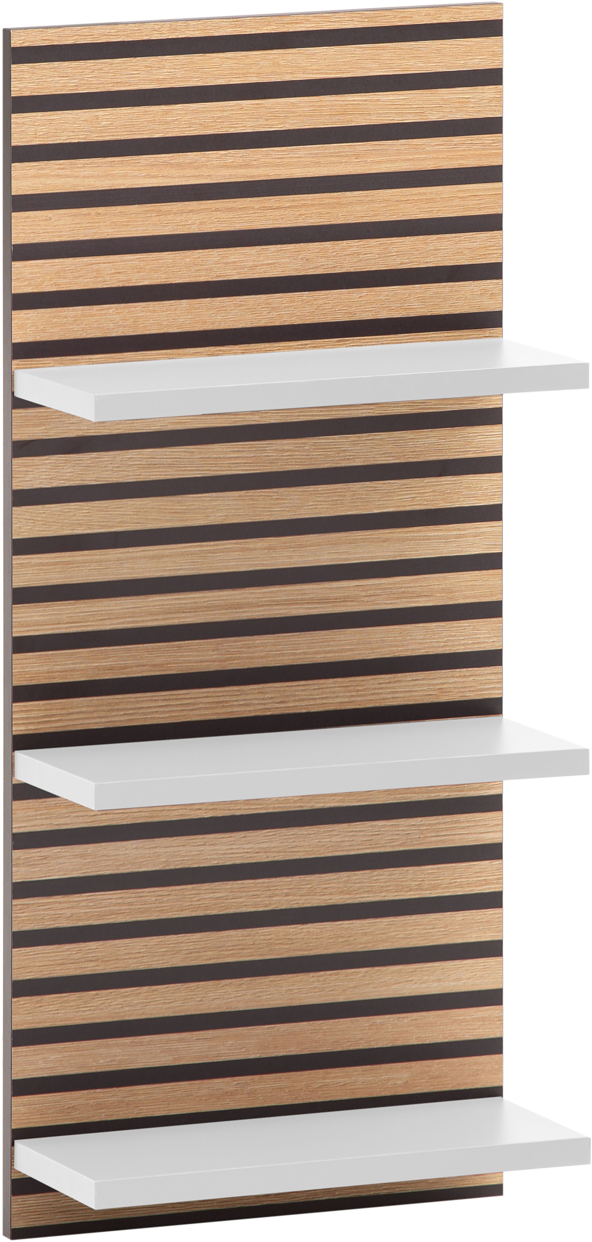 Schildmeyer Wandplank Katta, breedte 30 cm Drie planken, achterwand in akoestische look rekken & planken bruin